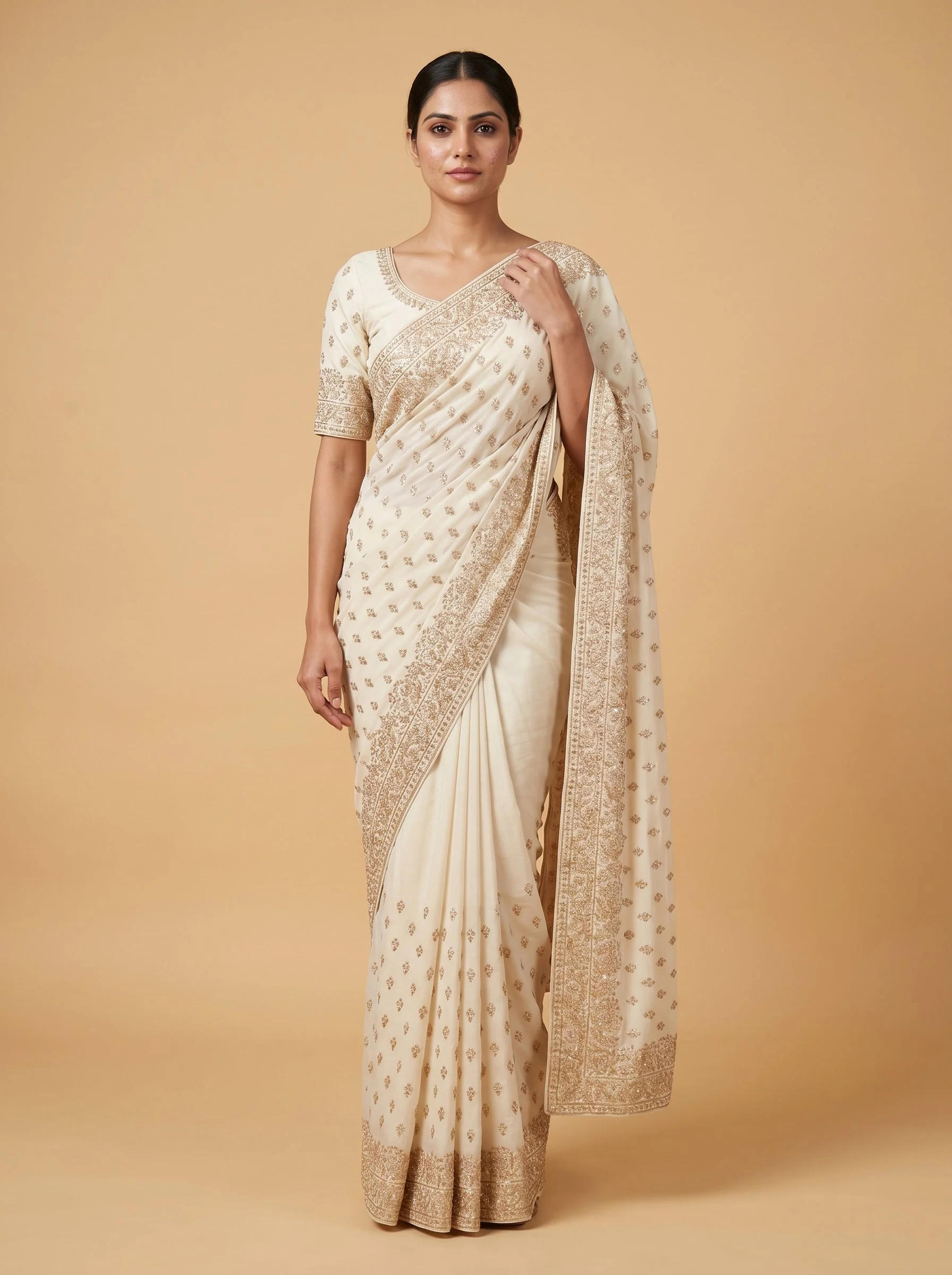 White Pure Grace Embroidered Saree