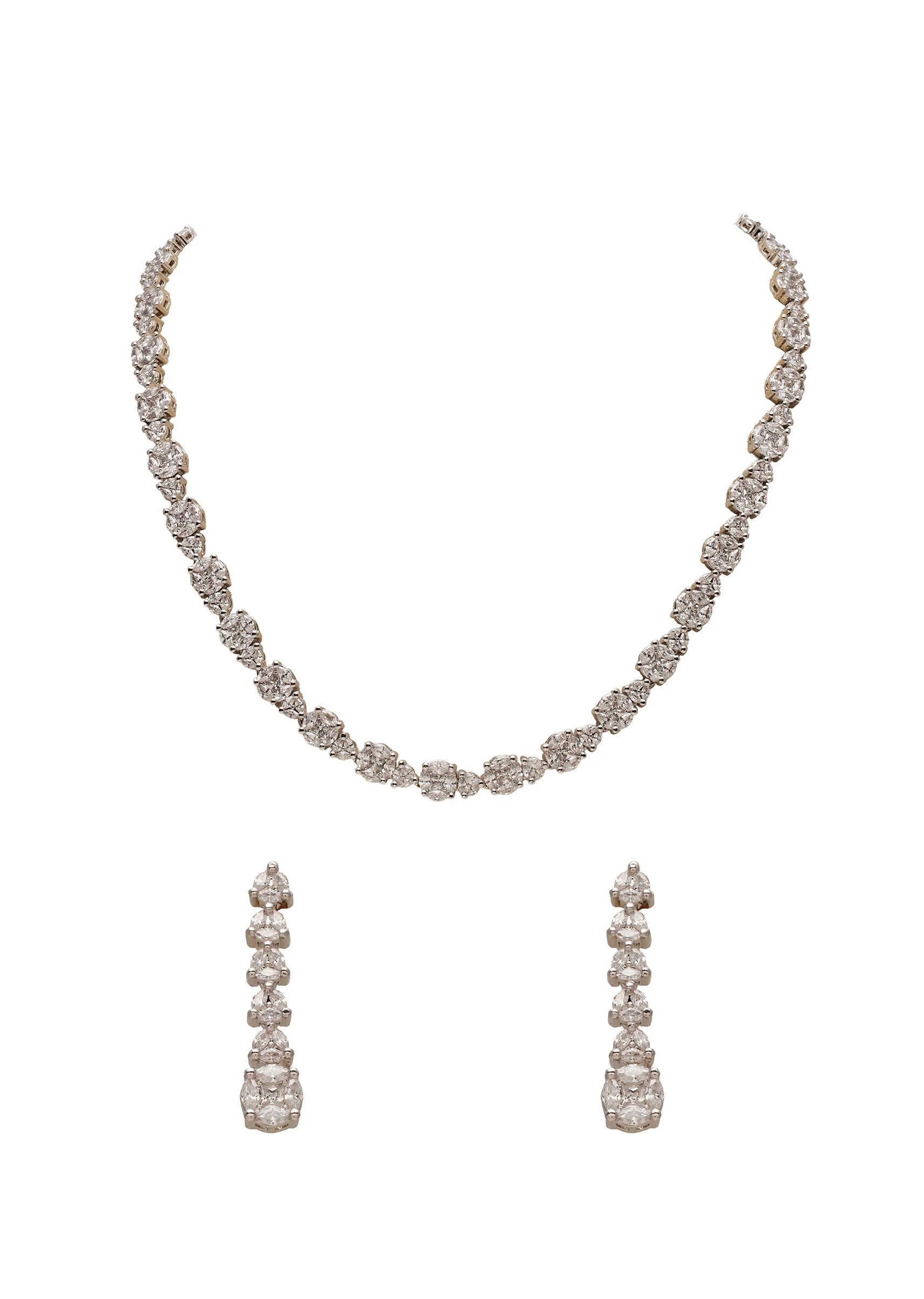 White Rhodium Delicate Necklace Set