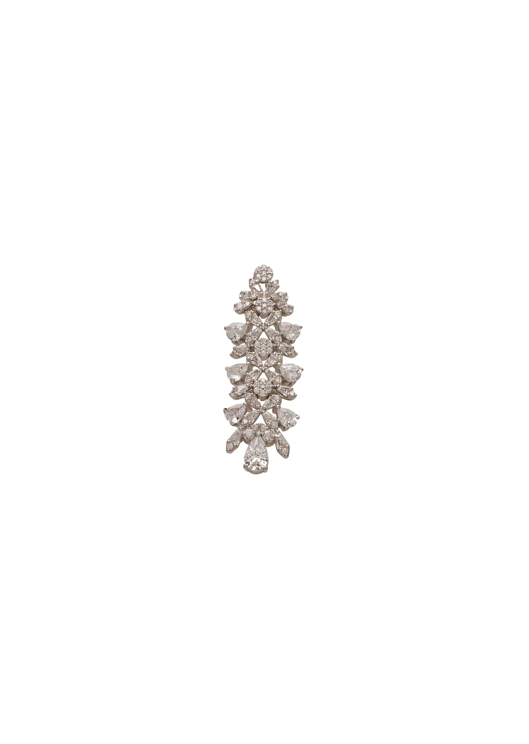 White Rhodium Statement Choker Necklace Set - Image 4