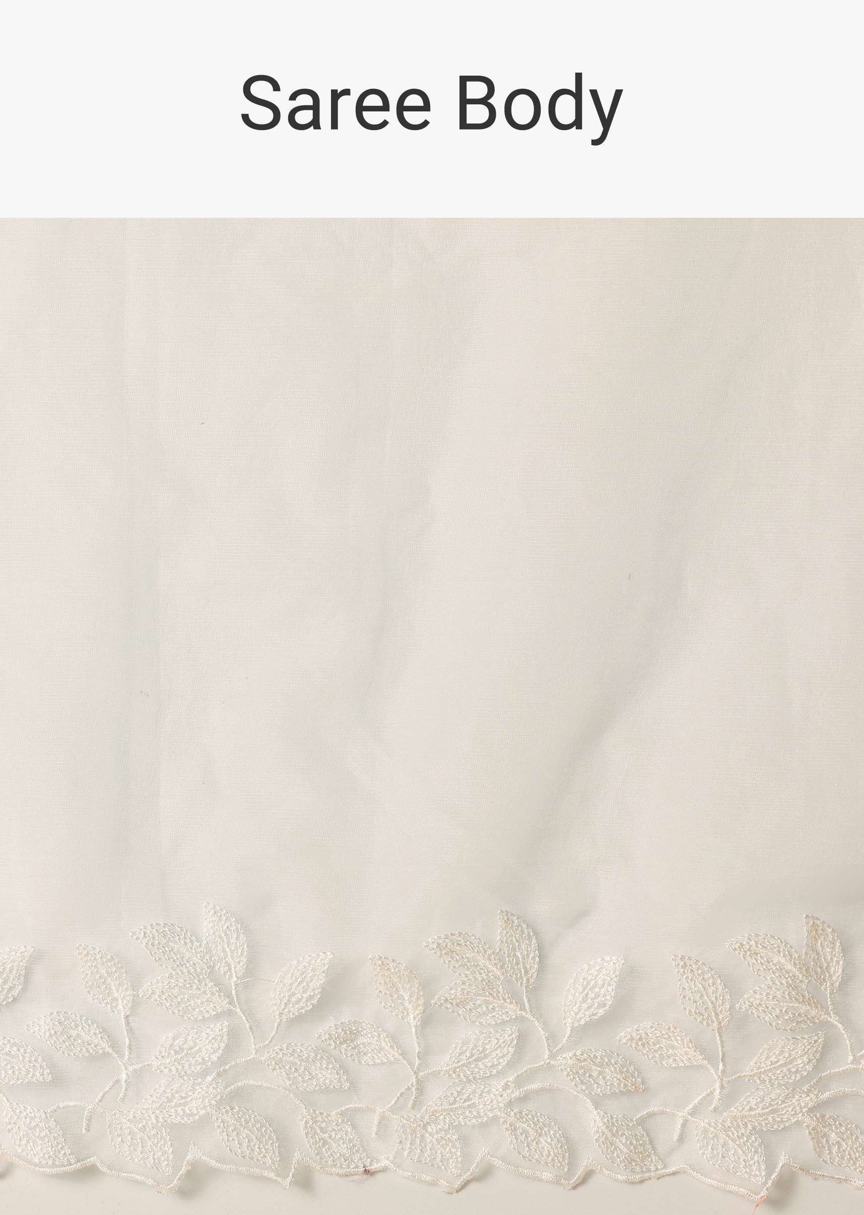 White Saree In Organza With Floral Motif Border And Unstitched Blouse Piece - Image 9