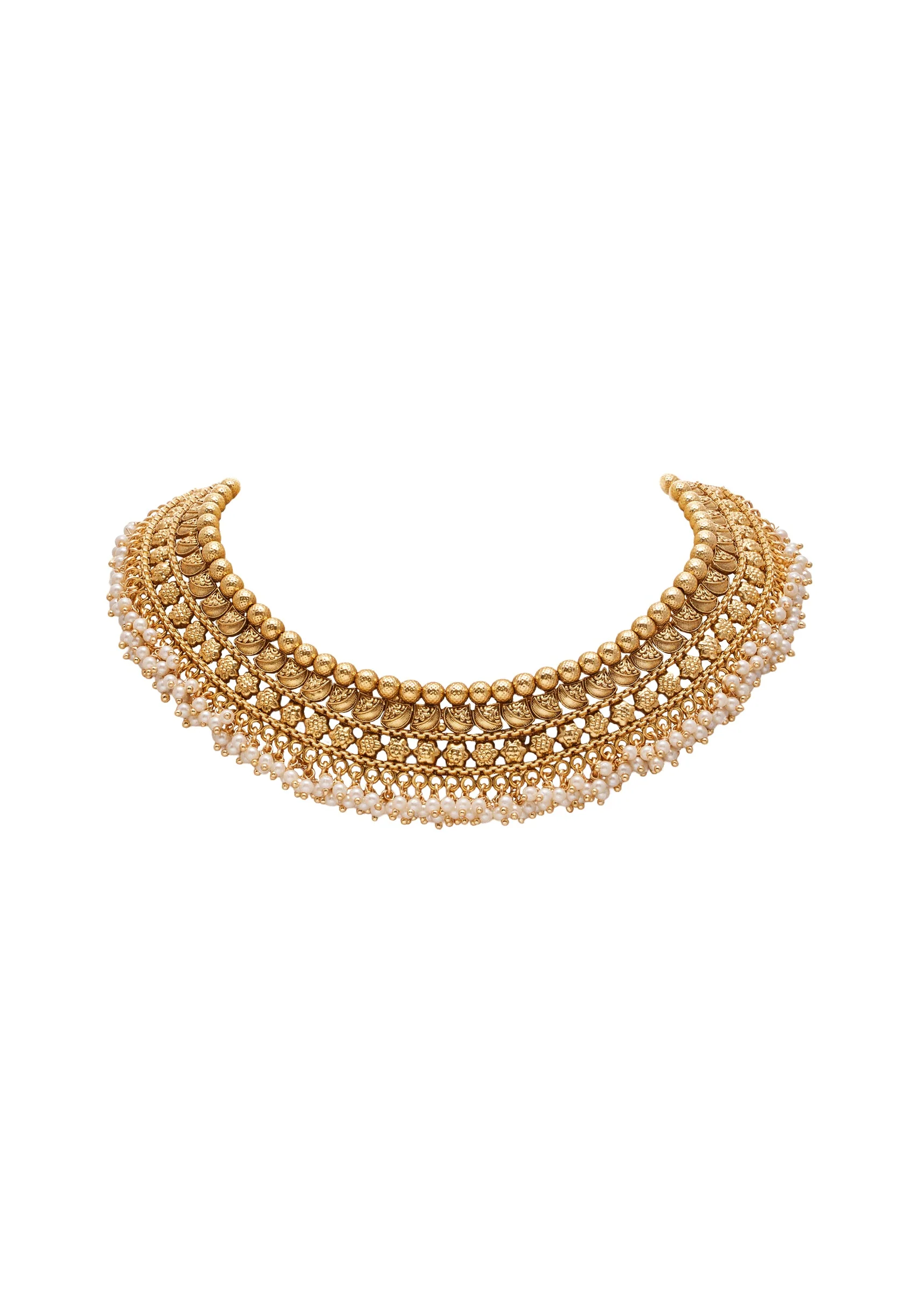 White Stone And Pearl Choker Set - Image 2