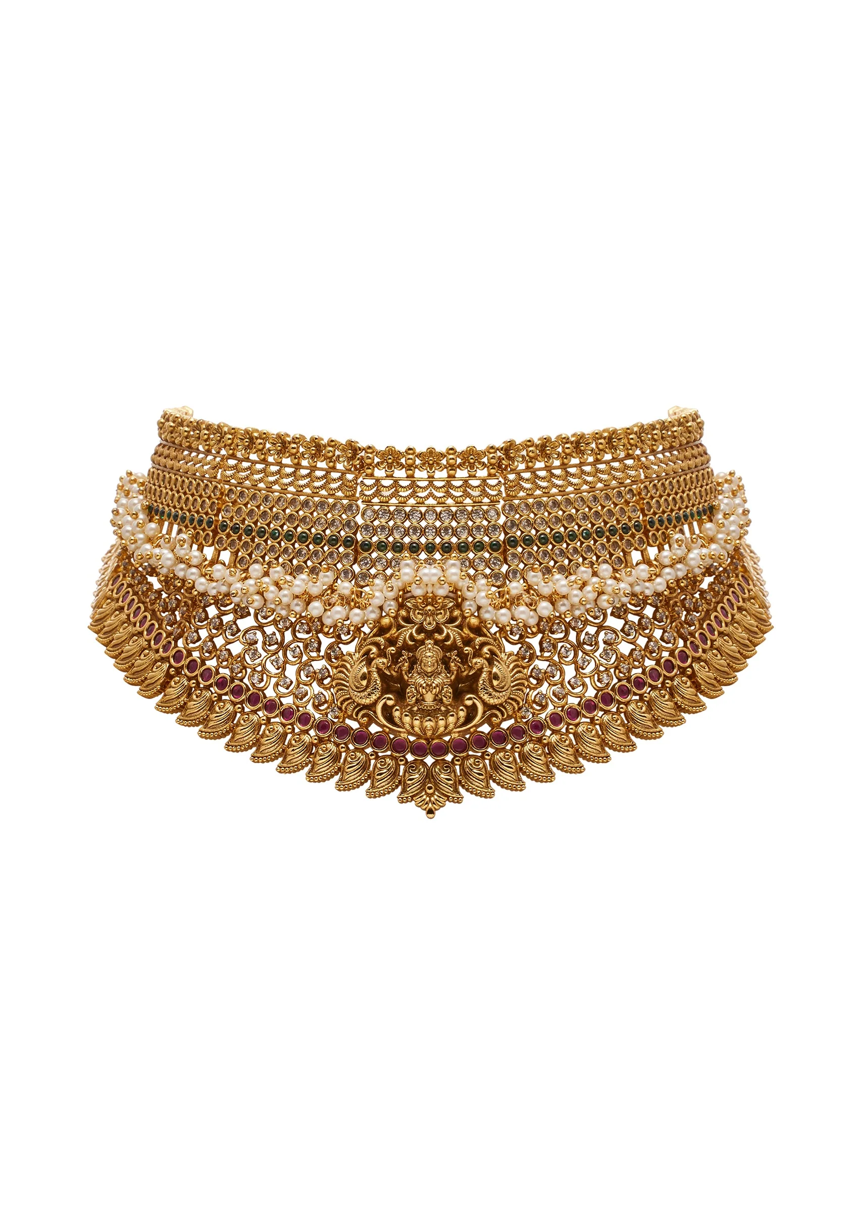White Stone And Pearl Kundan Choker - Image 2