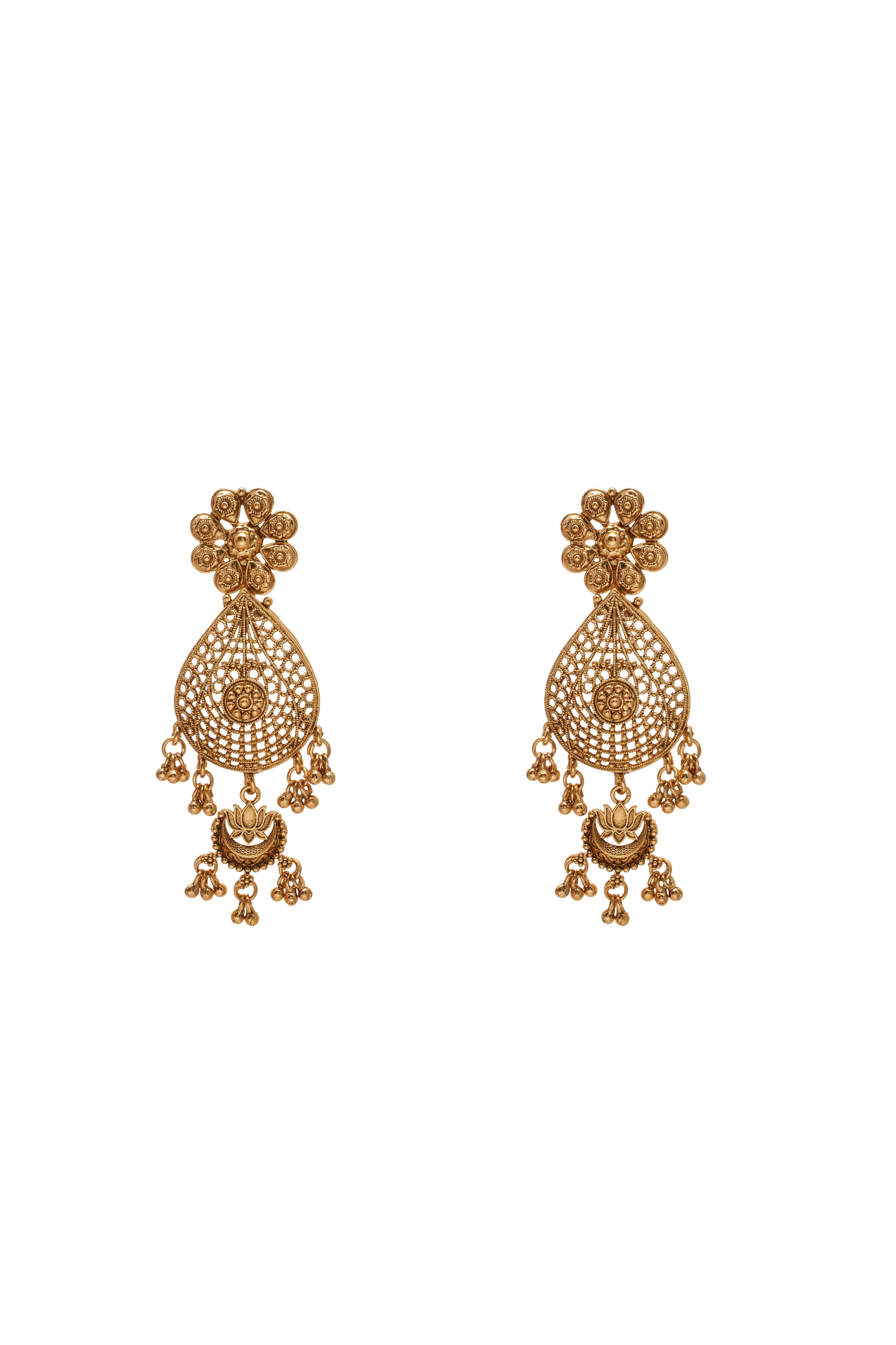White Stone With Gold Finish Bridal Kundan Necklace Set - Image 3