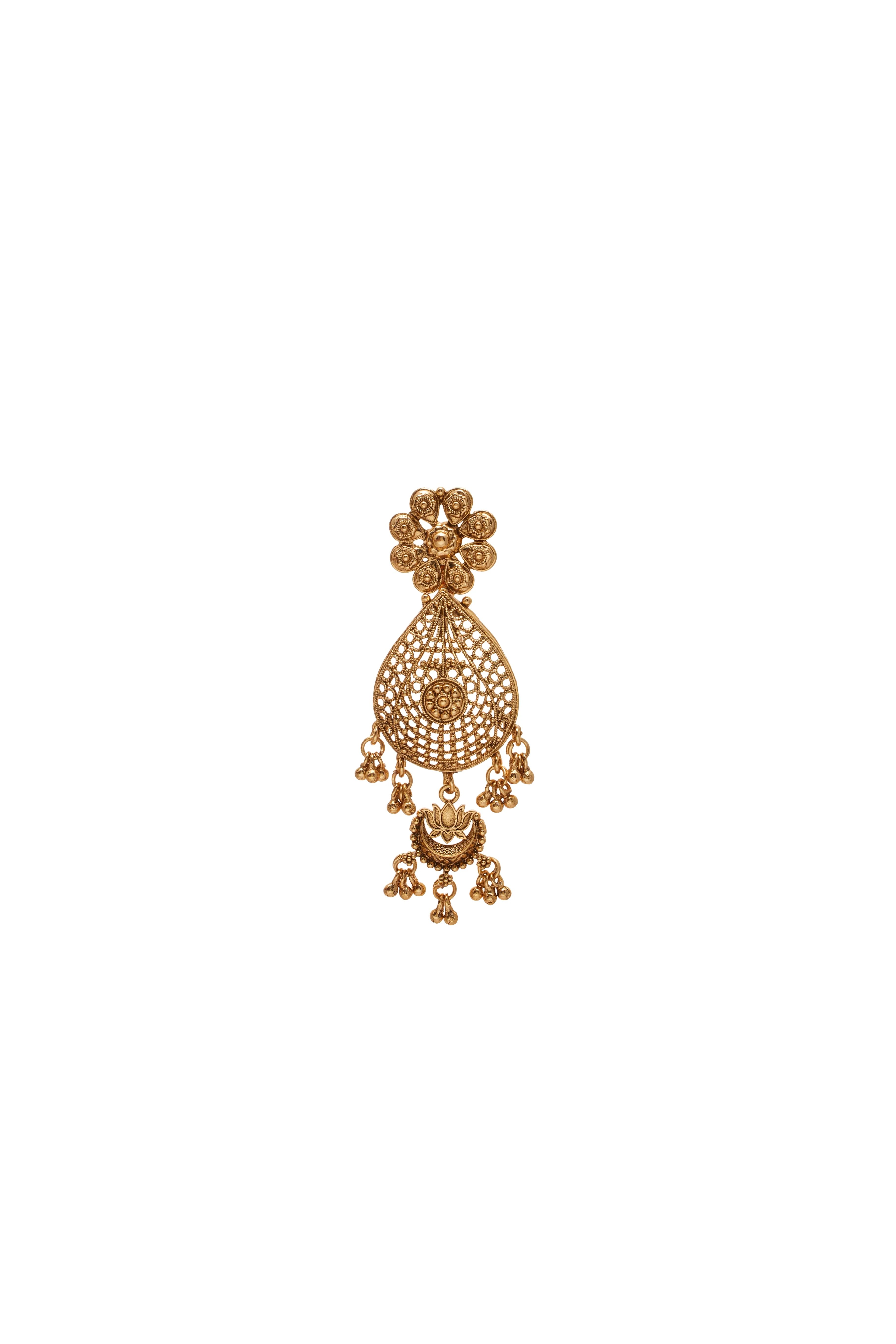 White Stone With Gold Finish Bridal Kundan Necklace Set - Image 4