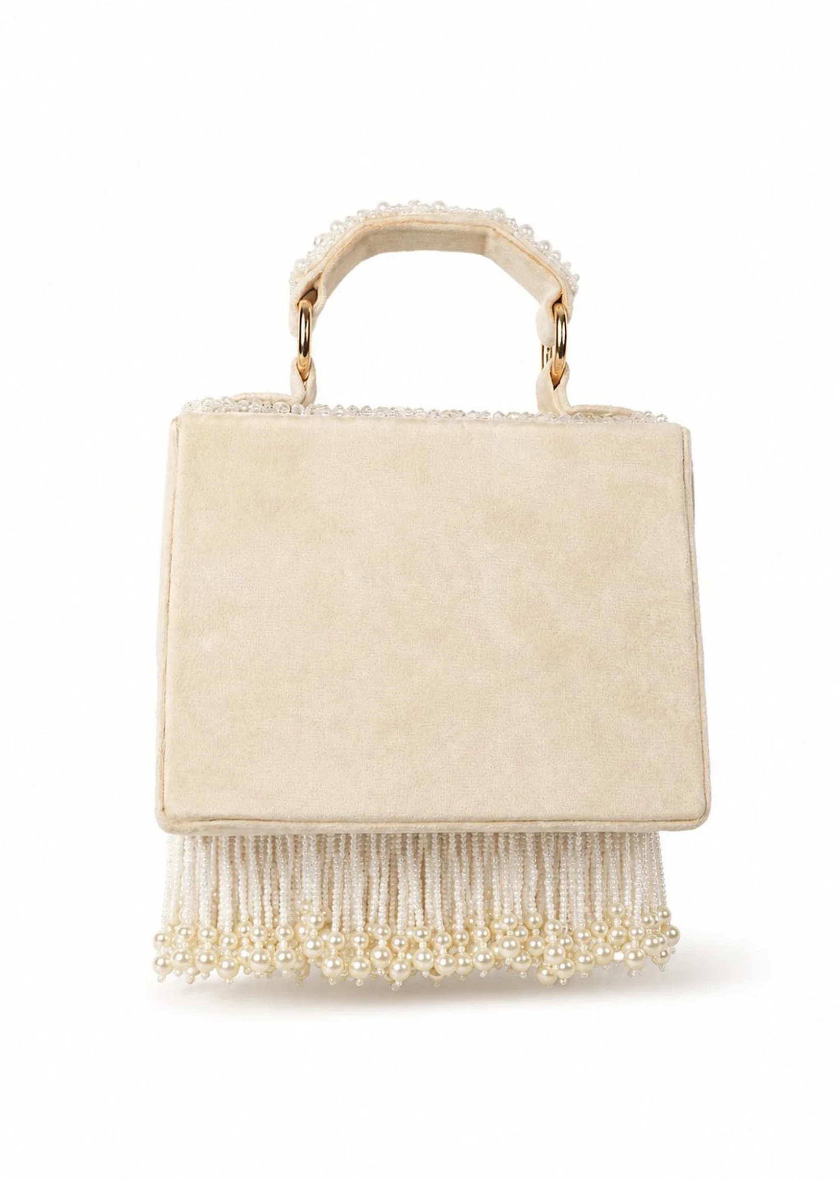White Tassel Beaded Purse - Image 2