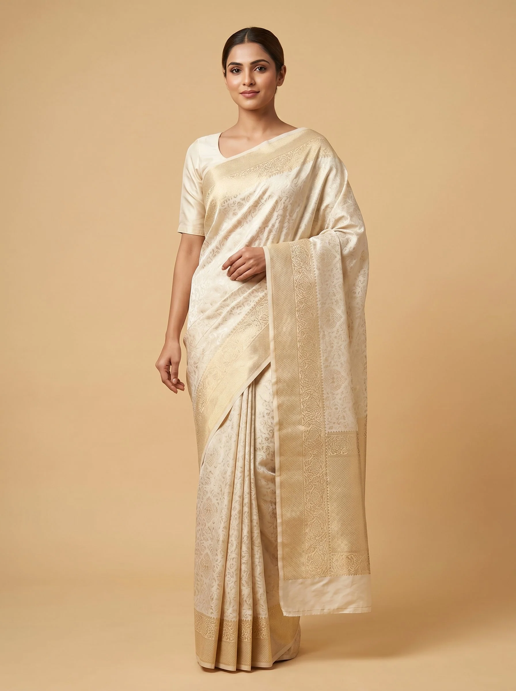 White Timeless Sheen Handloom Saree