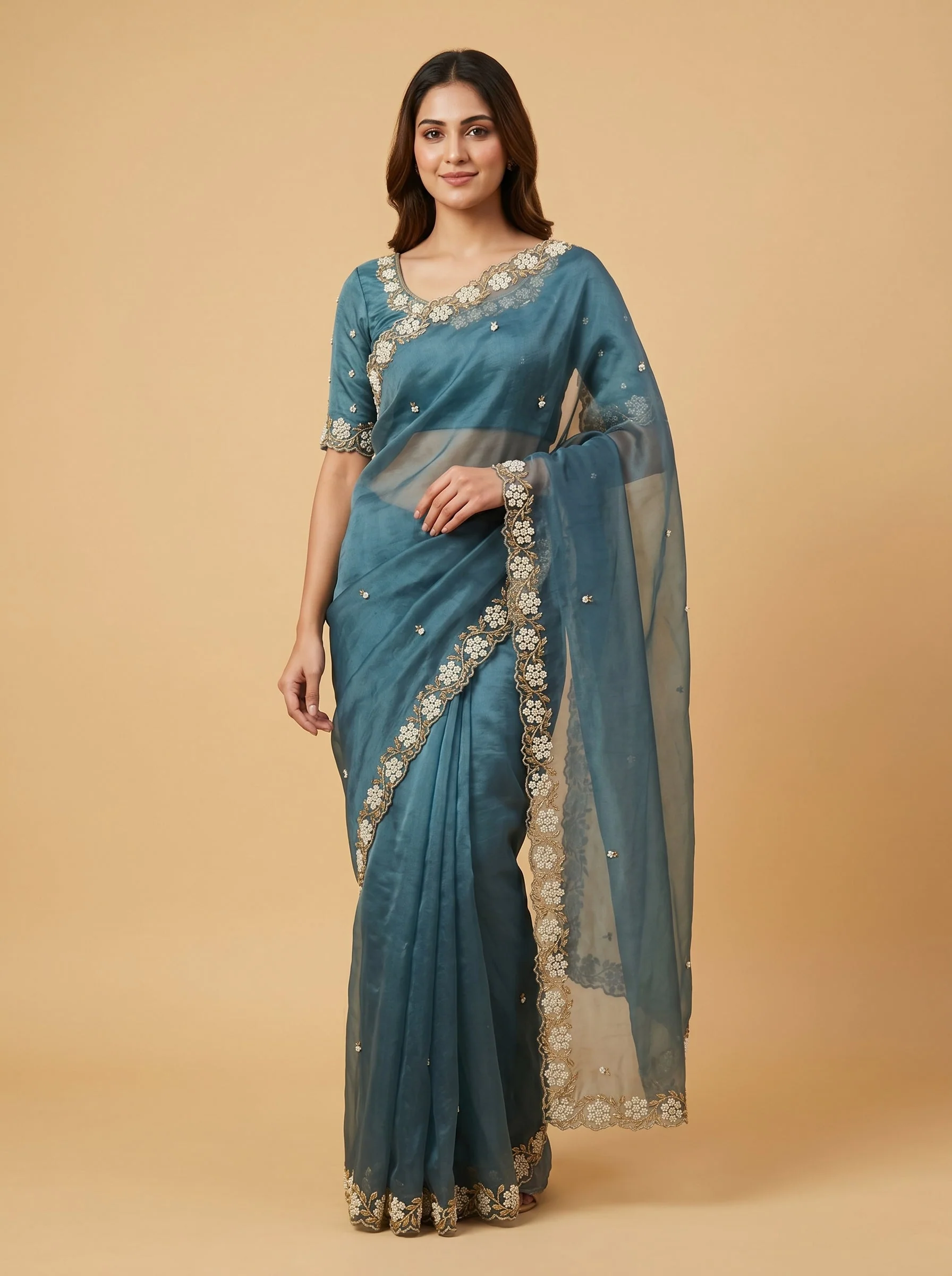 Wine Grey Elegance Saree