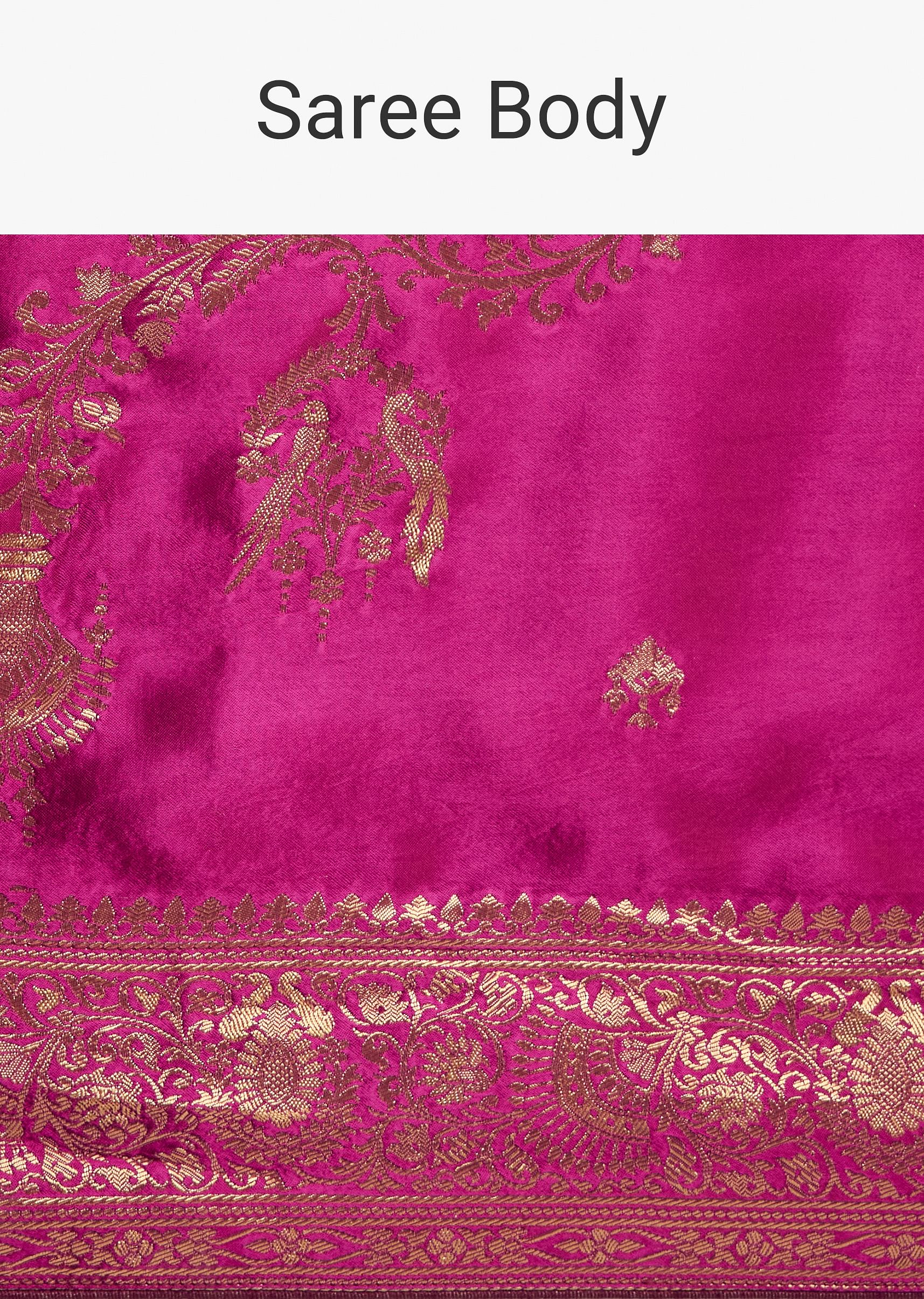 Wine Satin Saree With Zari Woven Work - Image 9
