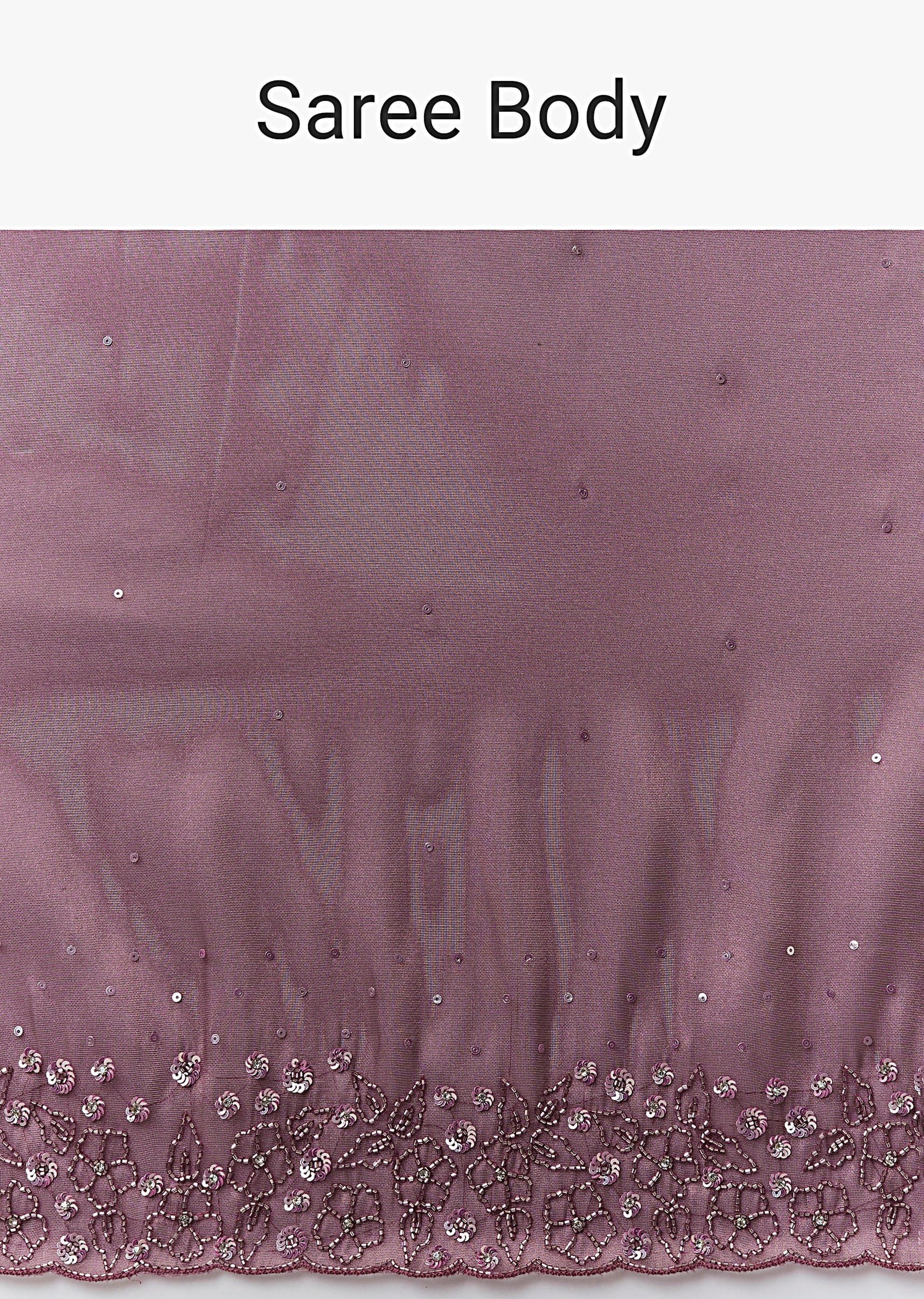 Wine Tissue Saree With Cutdana And Sequin Embroidery - Image 9
