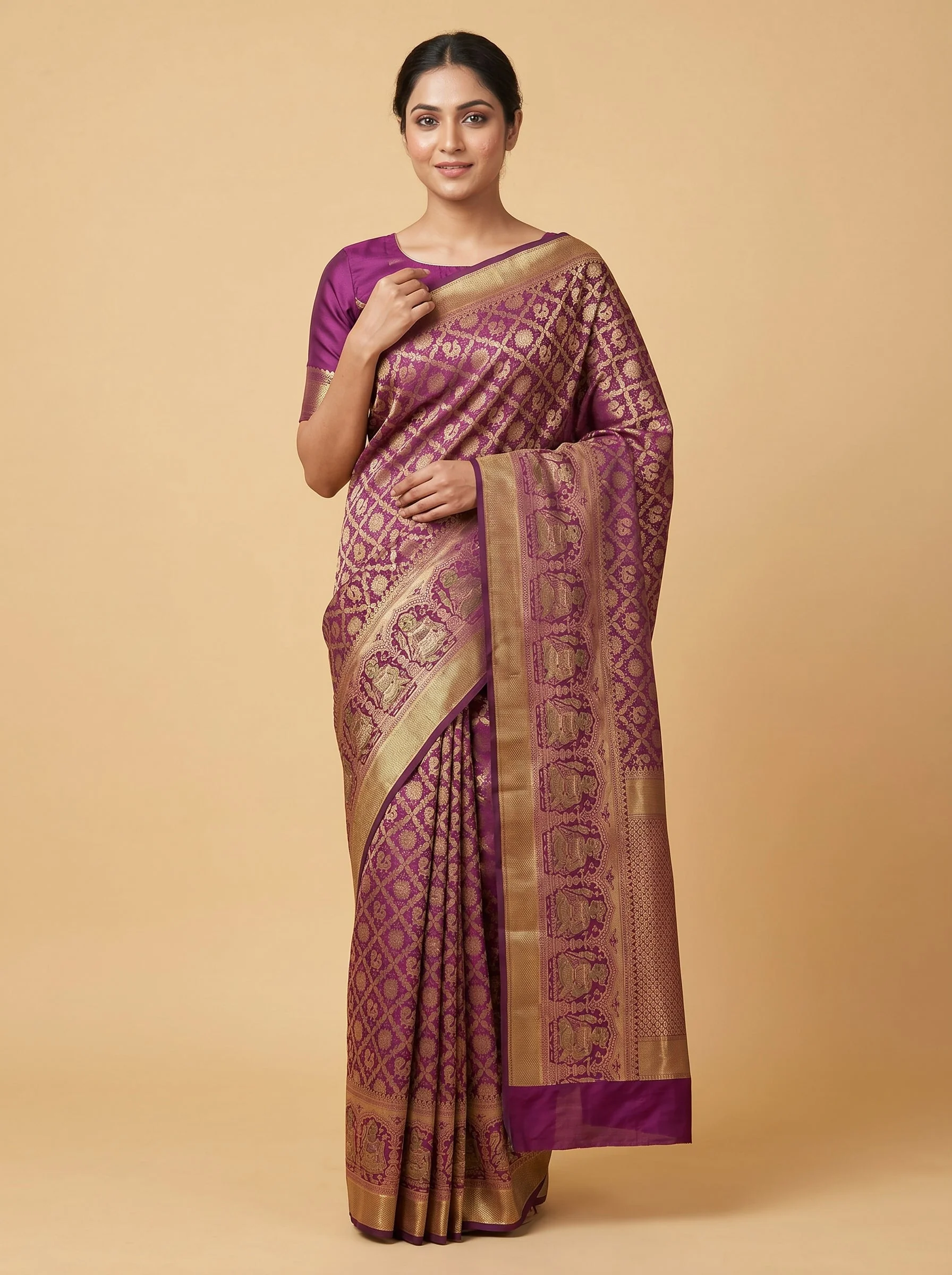 Wine Vintage Luxe Handloom Saree