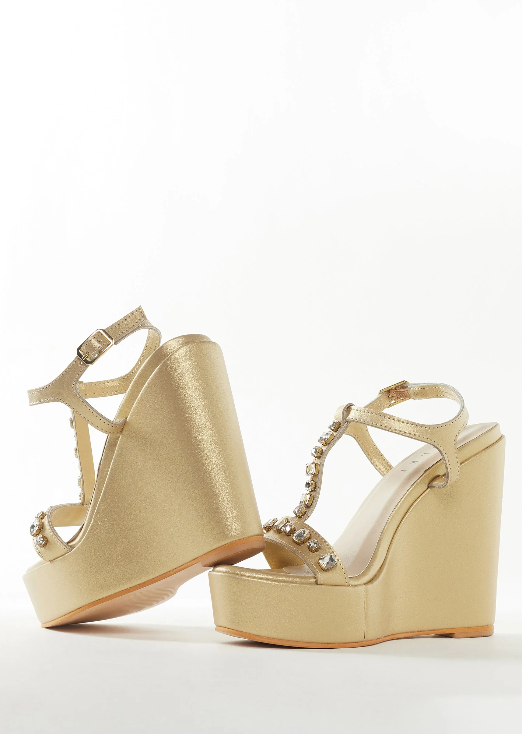 Womens Footwear in Gold With Embellished Detail Work - Image 3