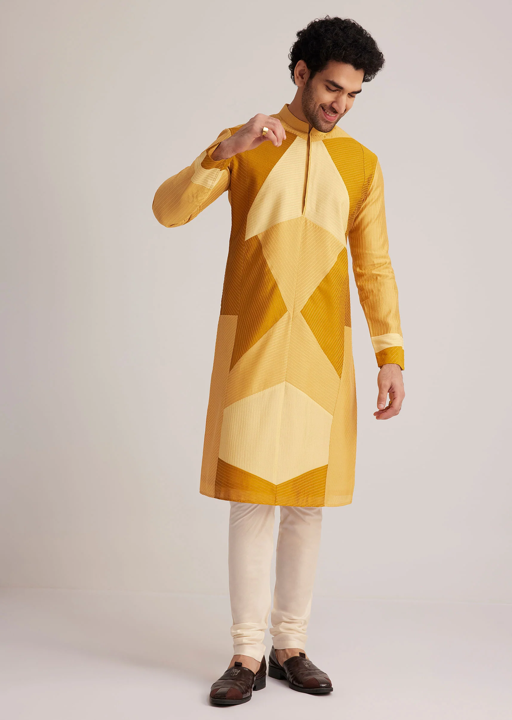 Yellow Abstract Kurta Set - Image 2