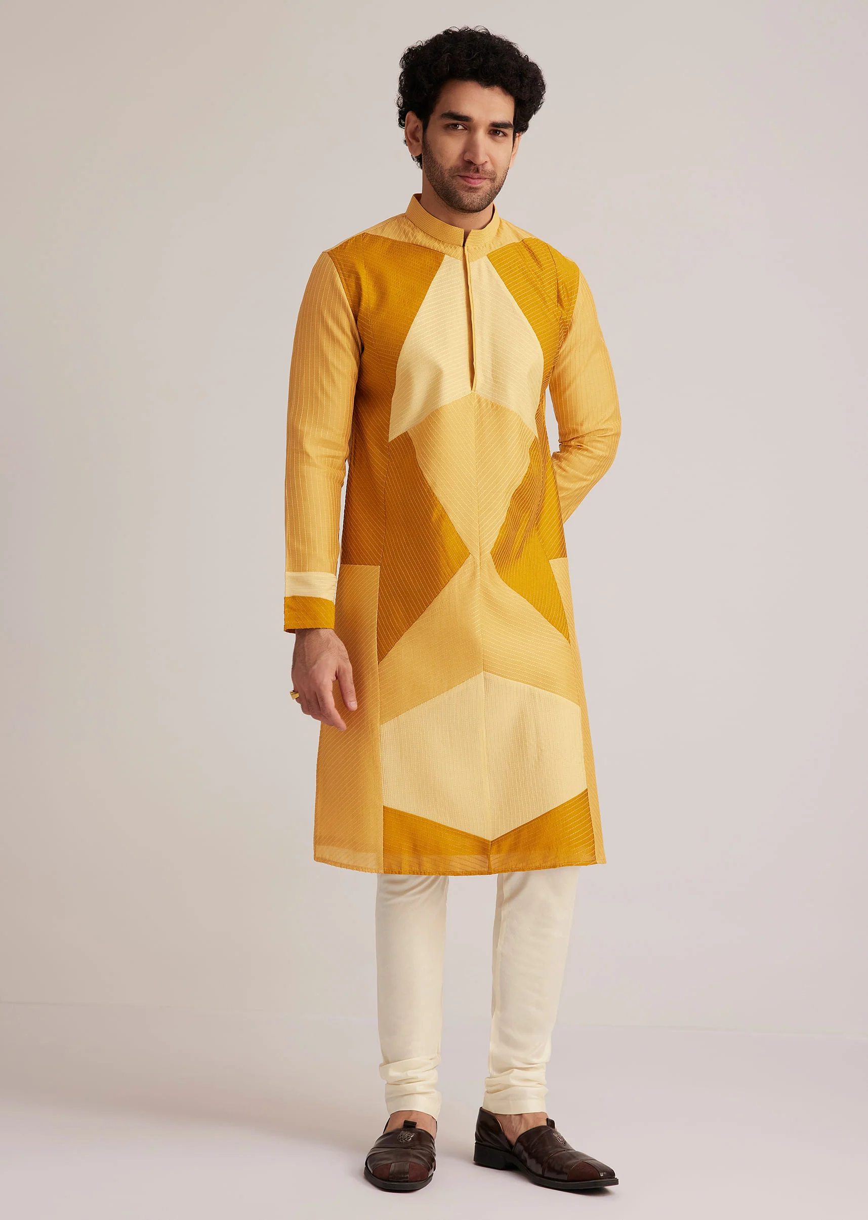 Yellow Abstract Kurta Set - Image 4