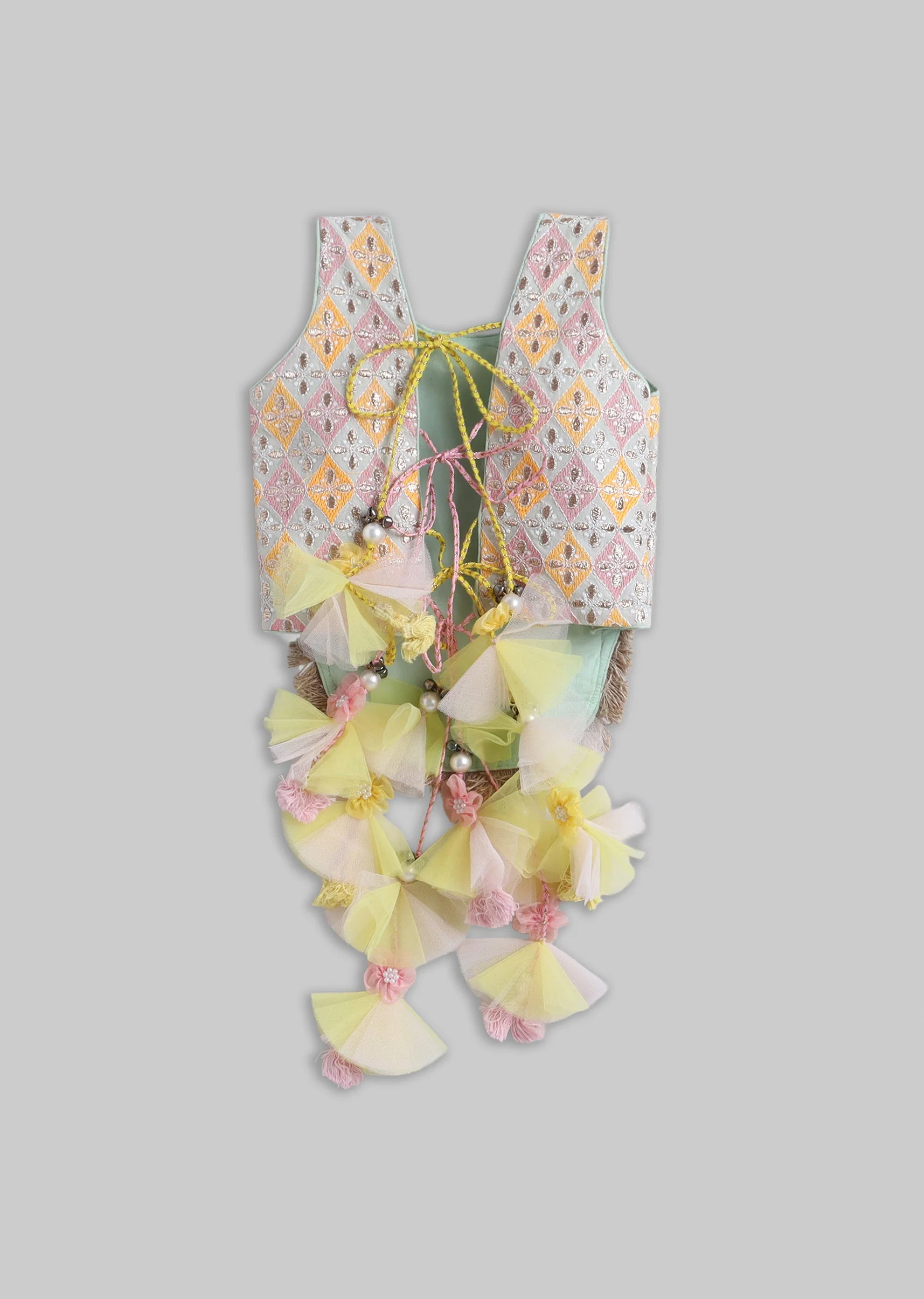 Yellow And Off White Colorblock Salwar Kameez Set - Image 3