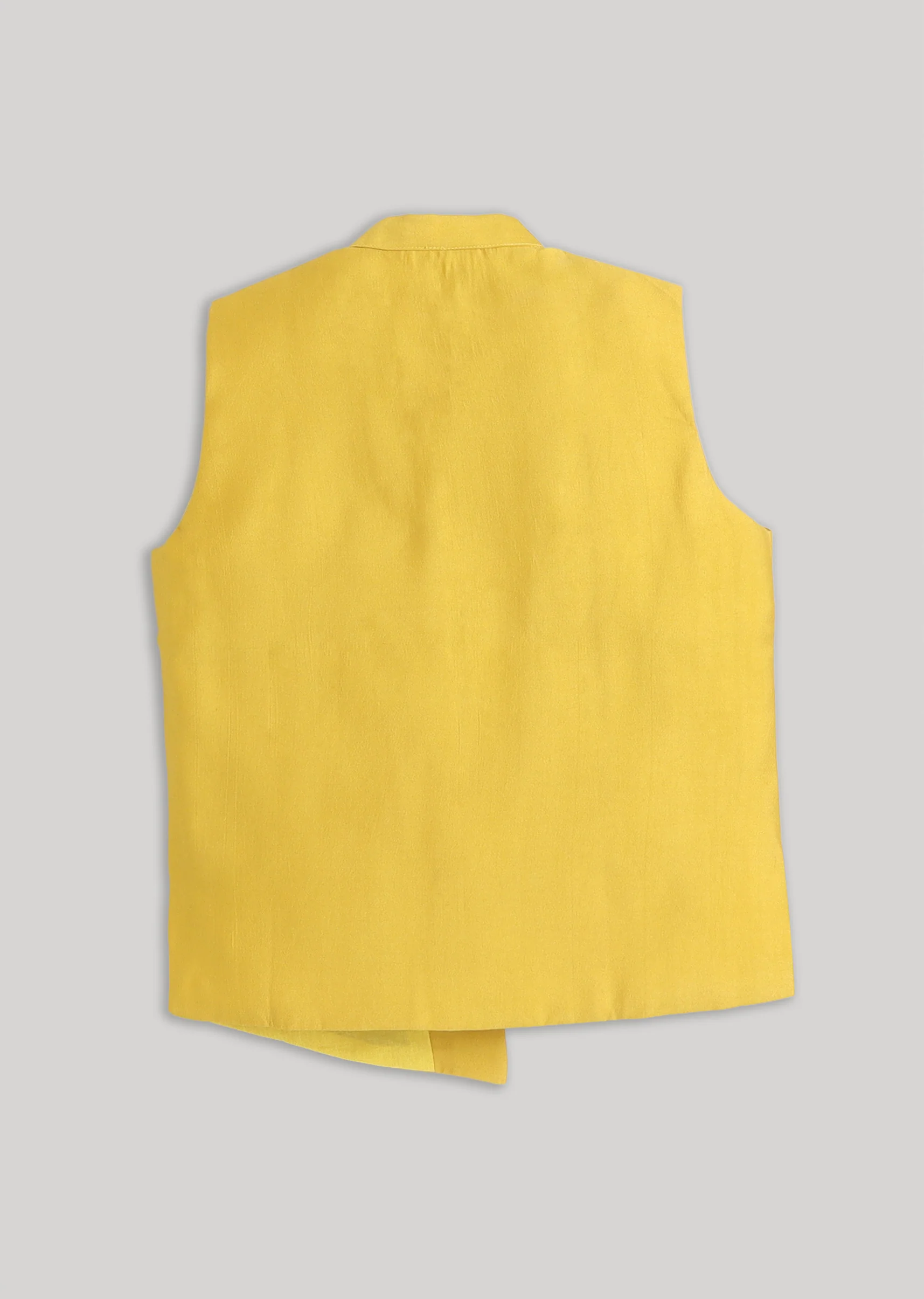 Yellow And White Kids Nehru Jacket Set - Image 7