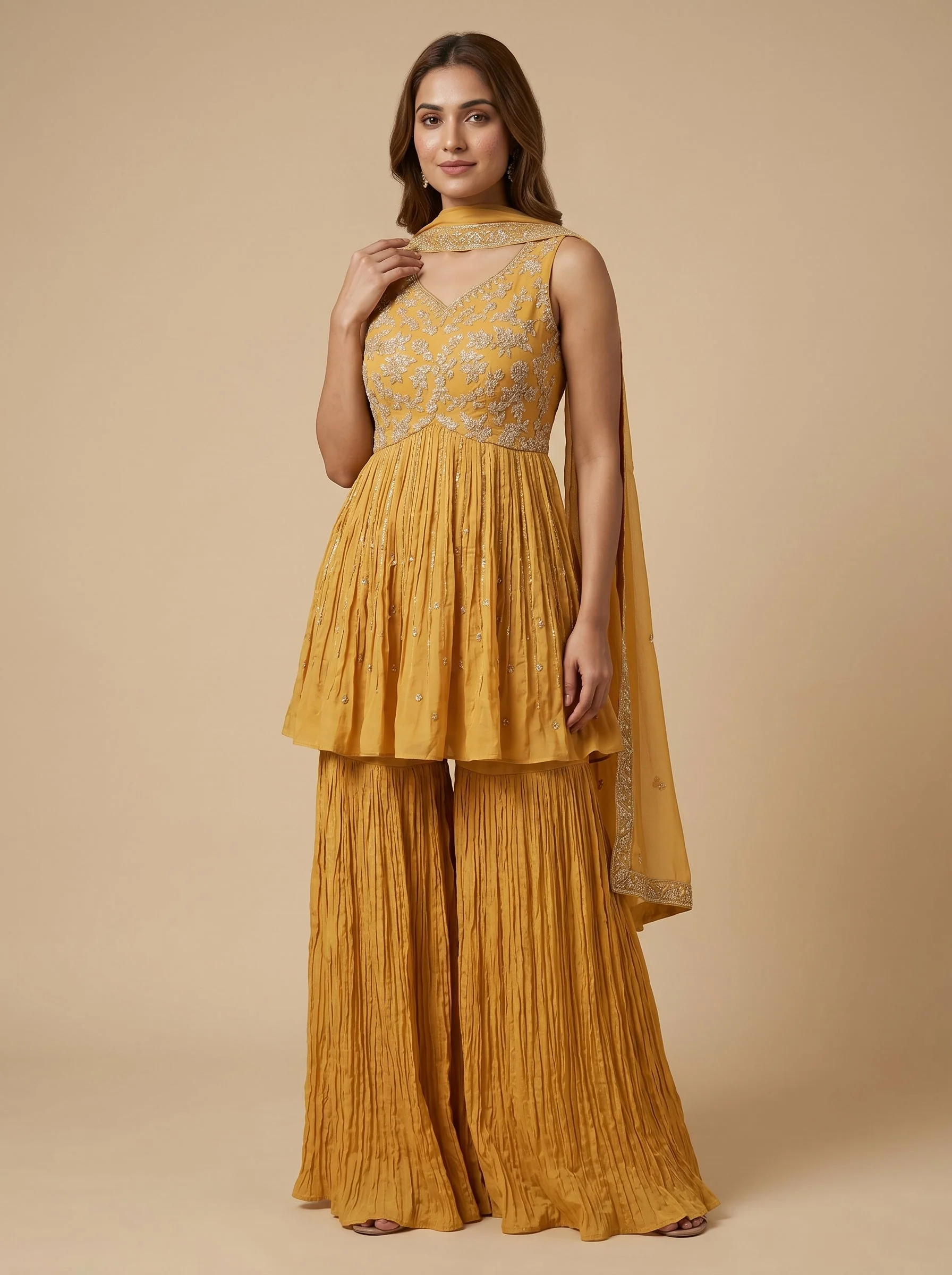 Yellow Beam Peplum Set