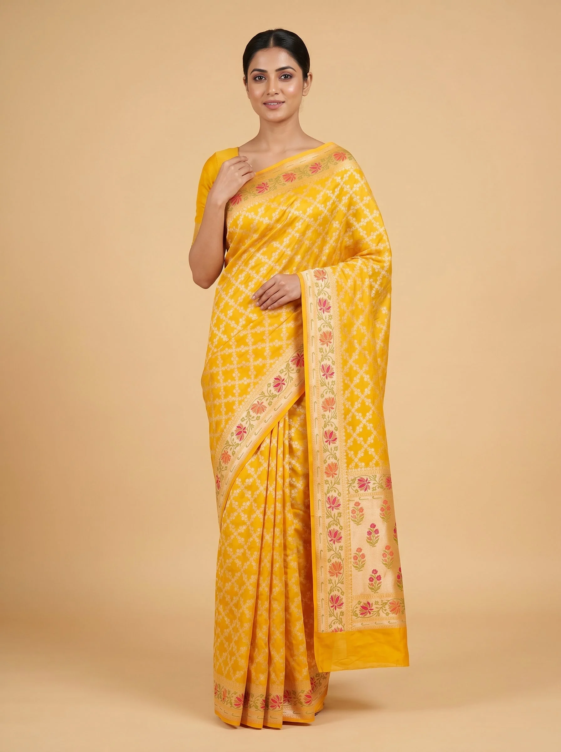 Yellow Bright Spark Handloom Saree