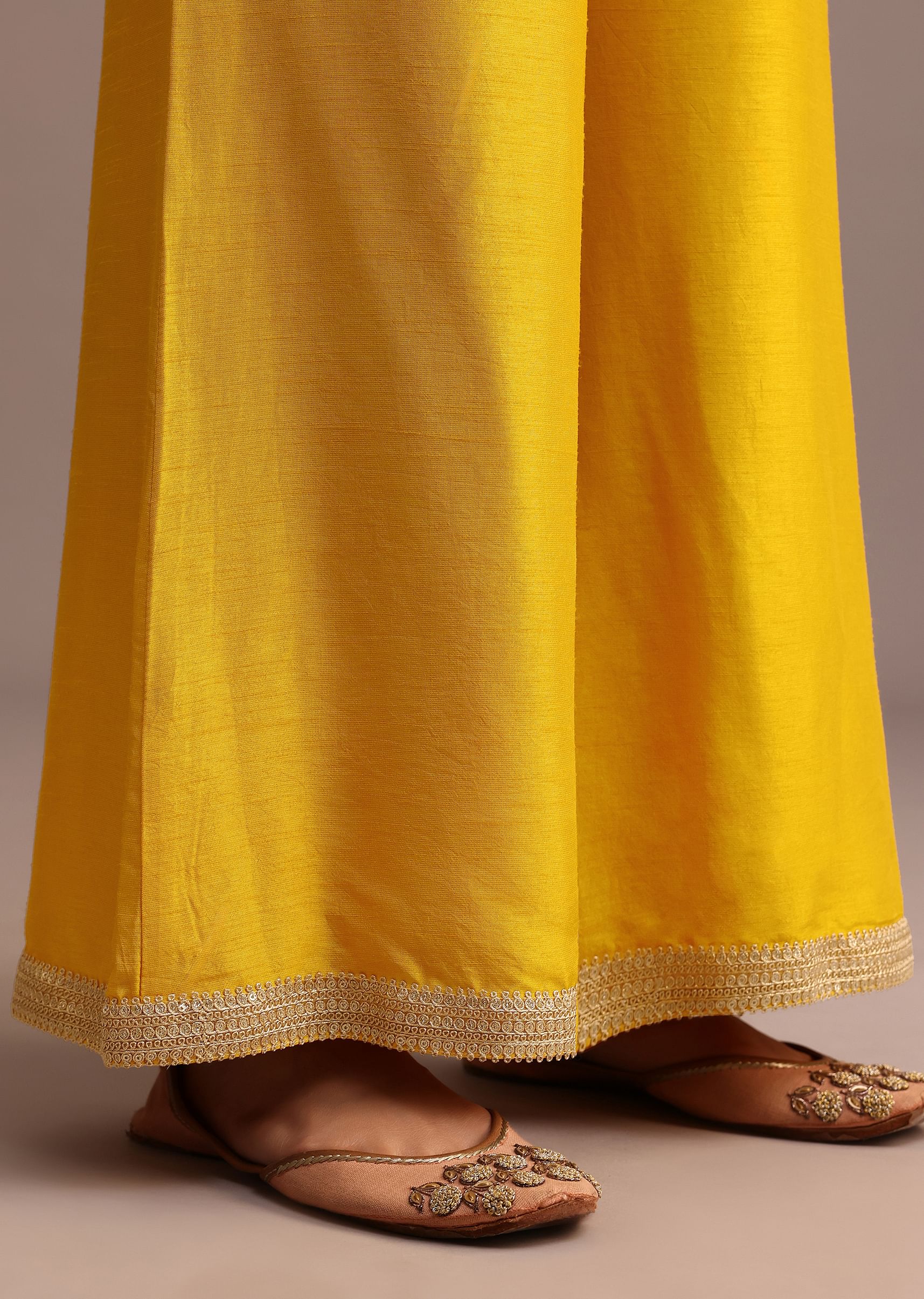 Yellow Brocade Weave Anarkali Set With Dupatta - Image 6