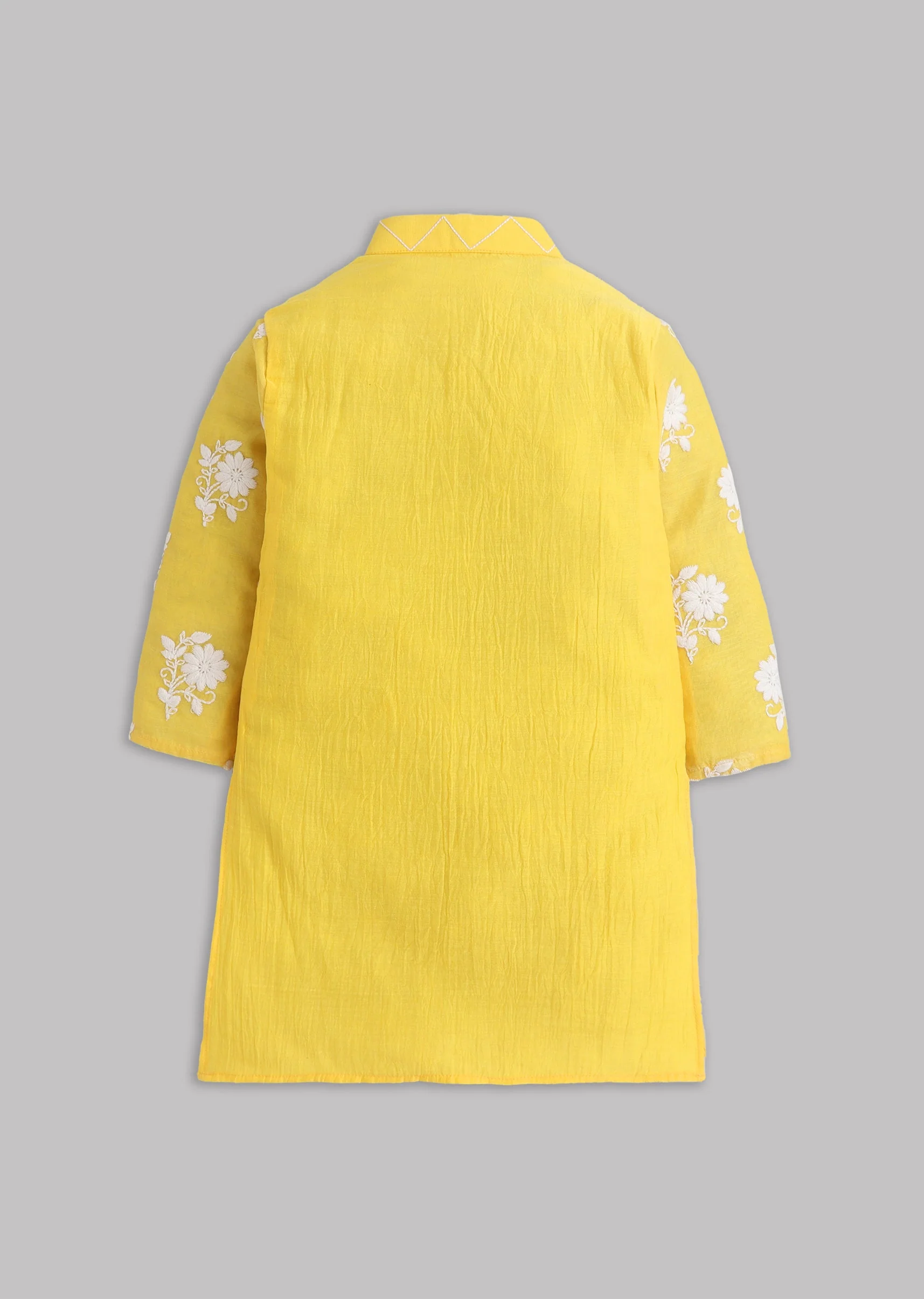 Yellow Chanderi Embroidered Kurta Set - Image 3
