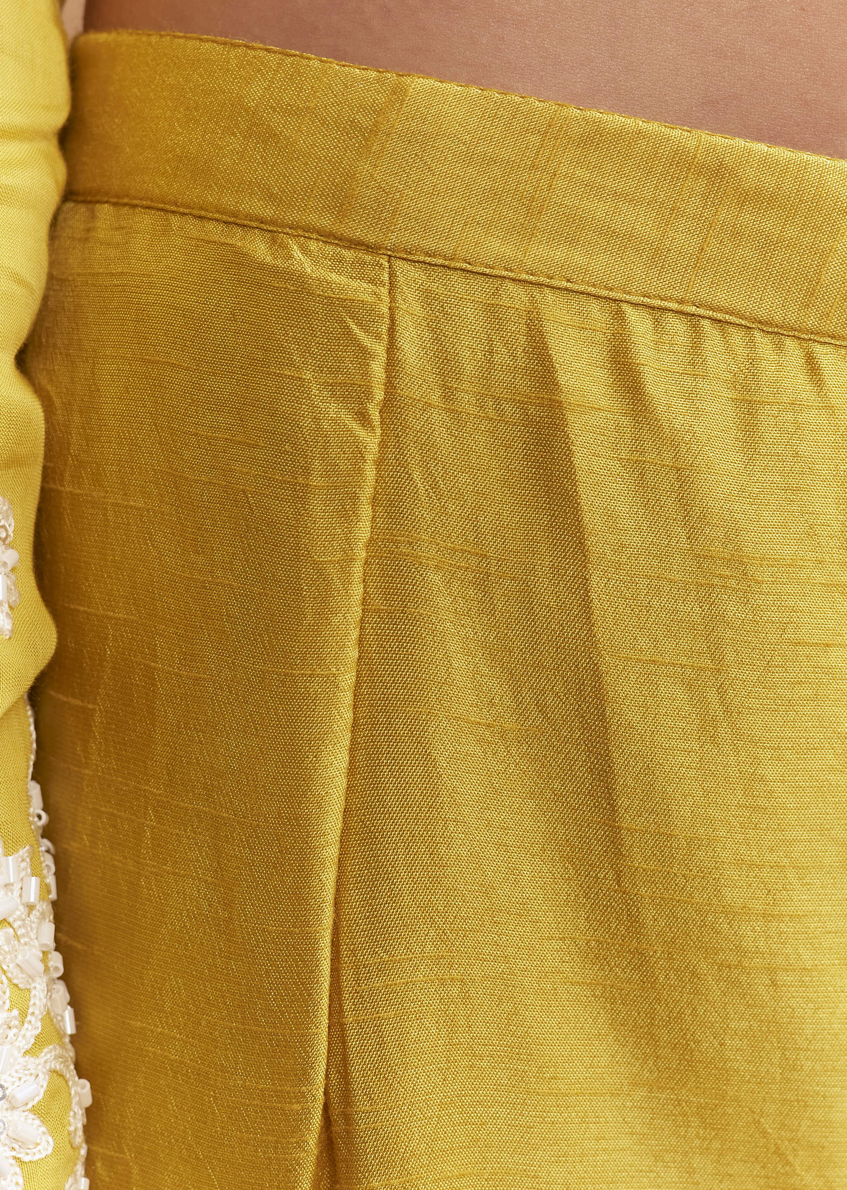 Yellow Cotton Anarkali Suit With Delicate Resham Work - Image 6