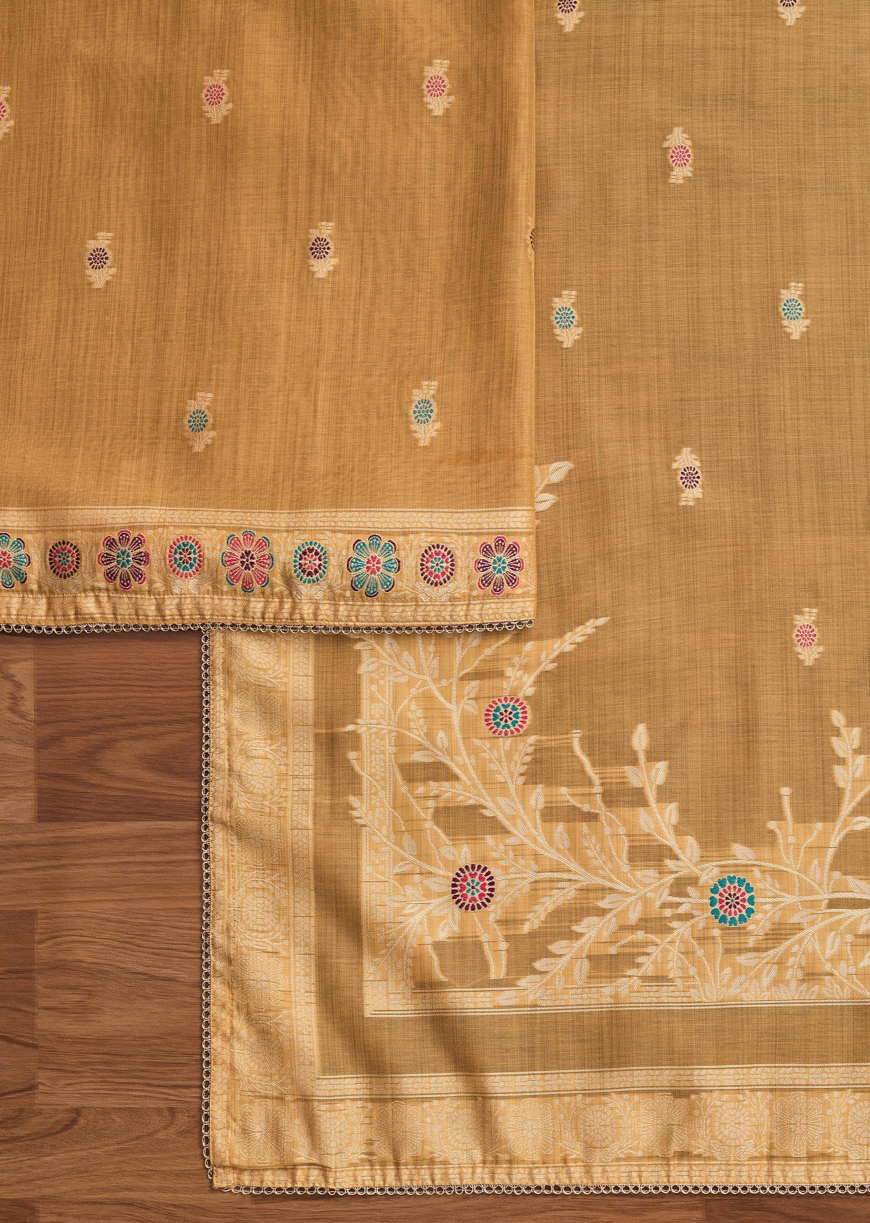 Yellow Cotton Unstitched Suit - Image 3