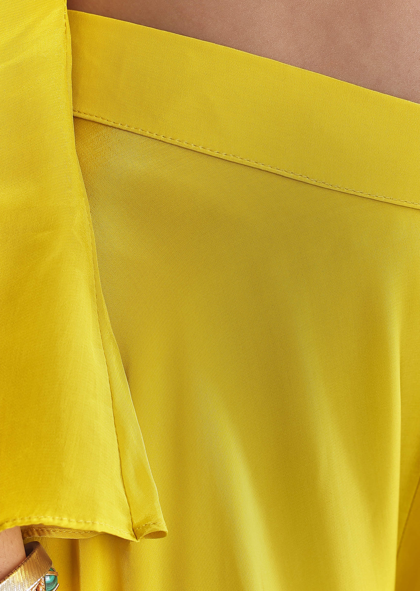Yellow Crepe Palazzo Suit With Thread And Resham Work - Image 6