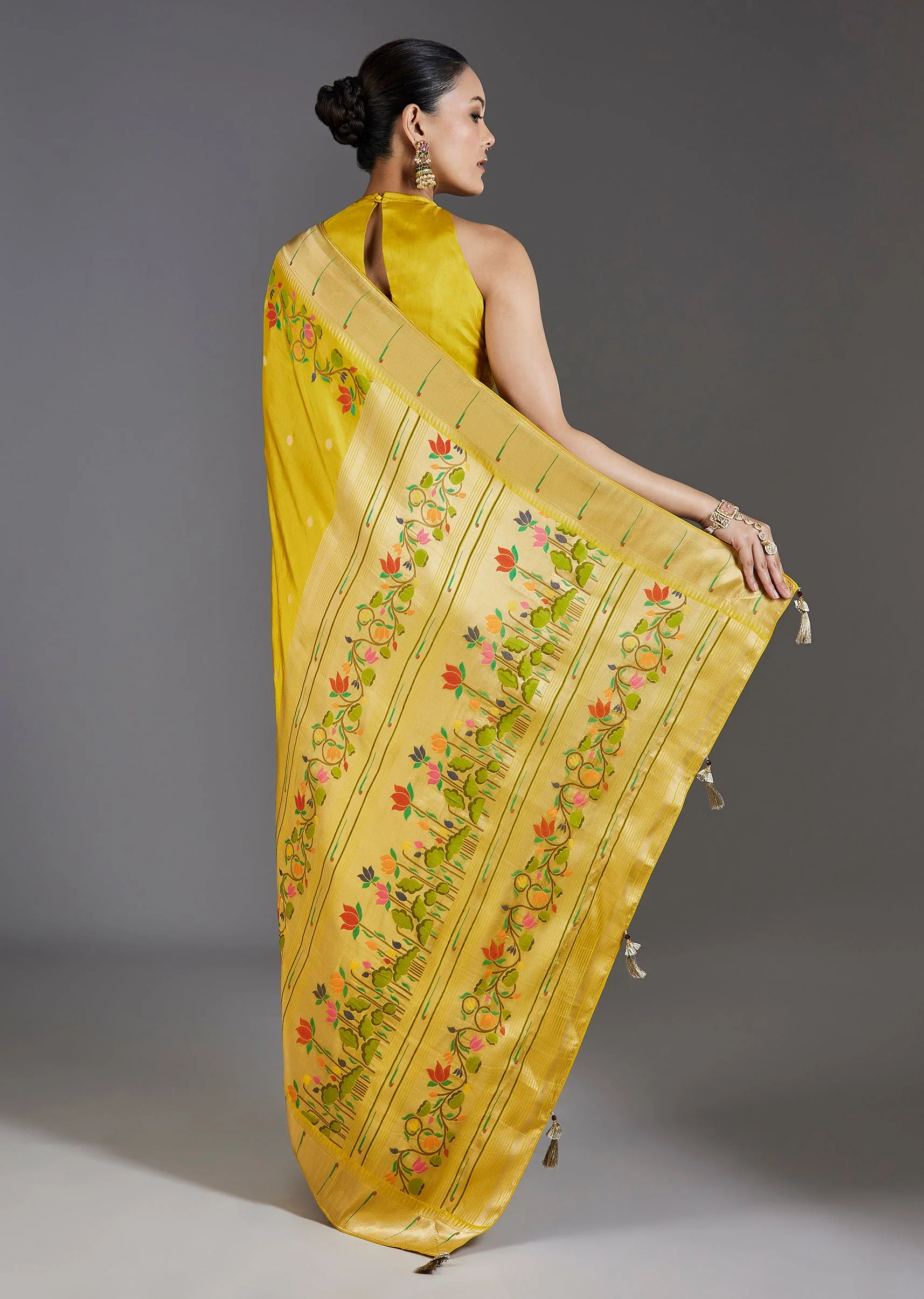 Yellow Dola Silk Saree - Image 4