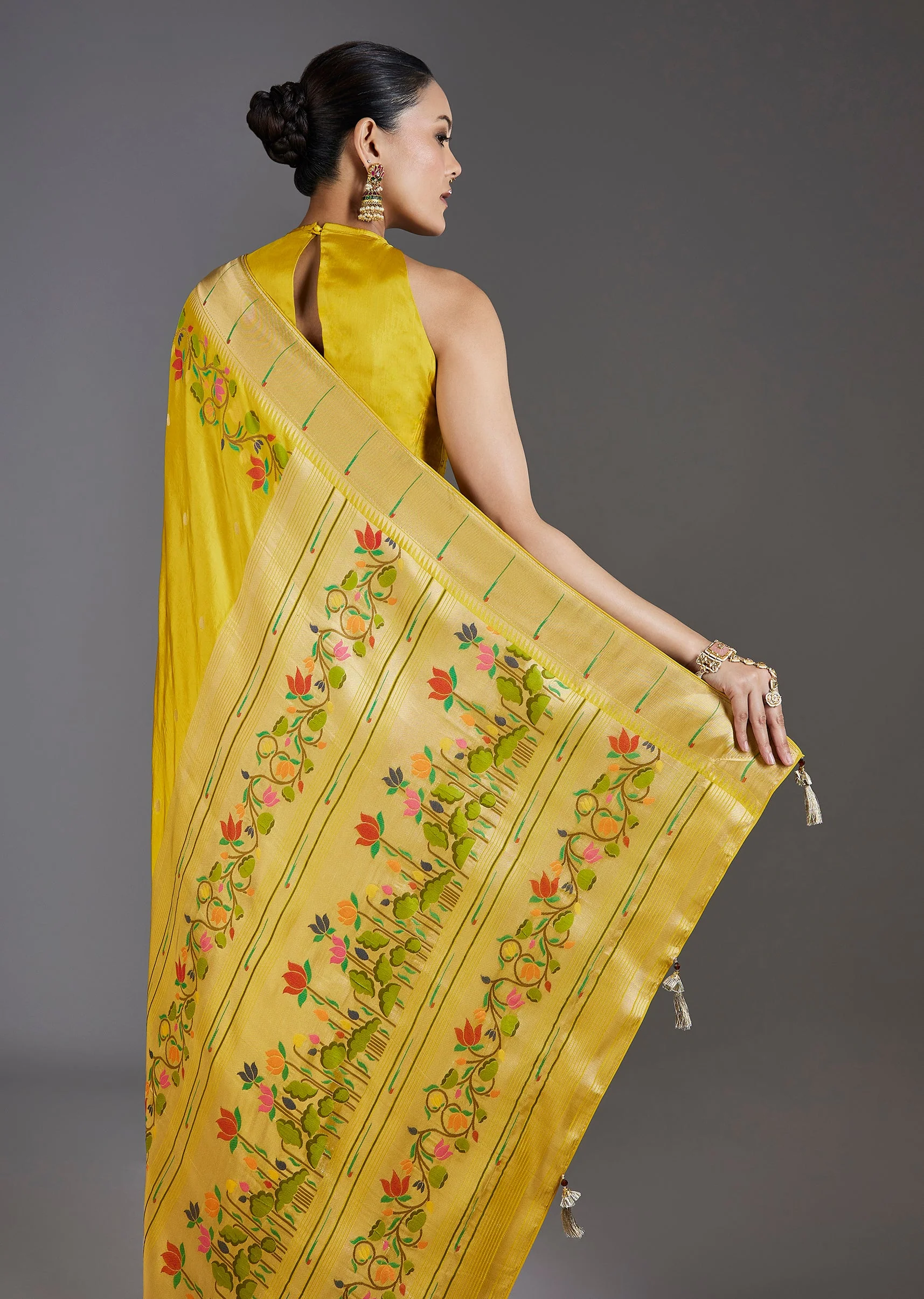 Yellow Dola Silk Saree - Image 6