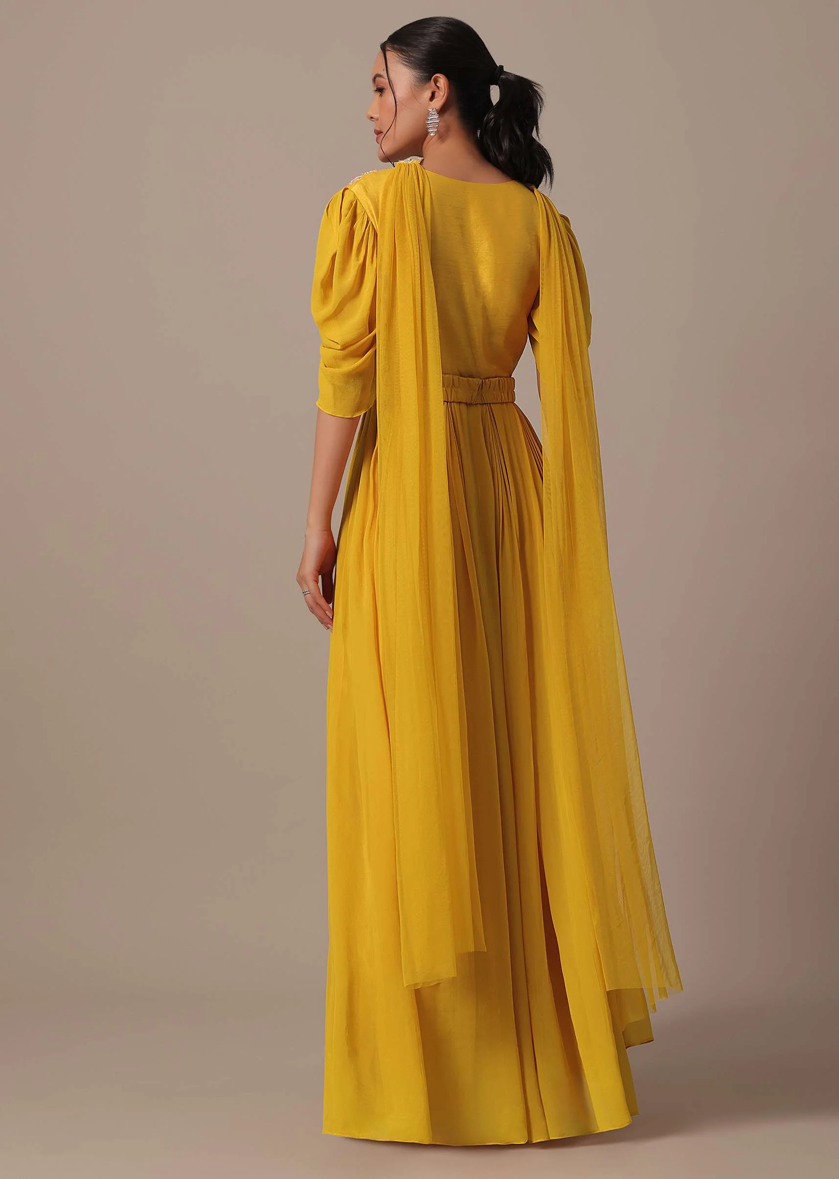 Yellow Embellished Anarkali Set - Image 3