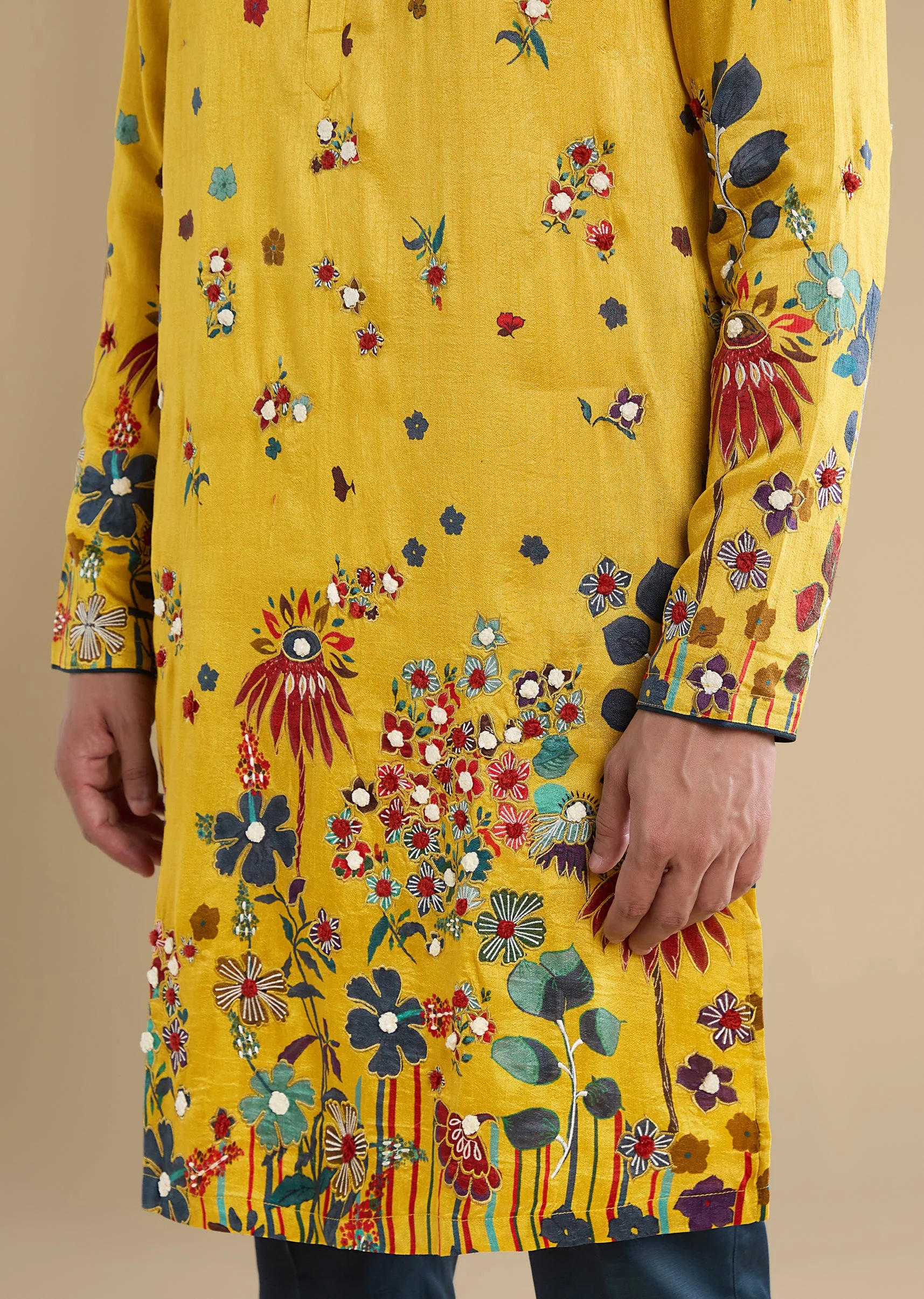 Yellow Embroidered Kurta Set With Pants - Image 2
