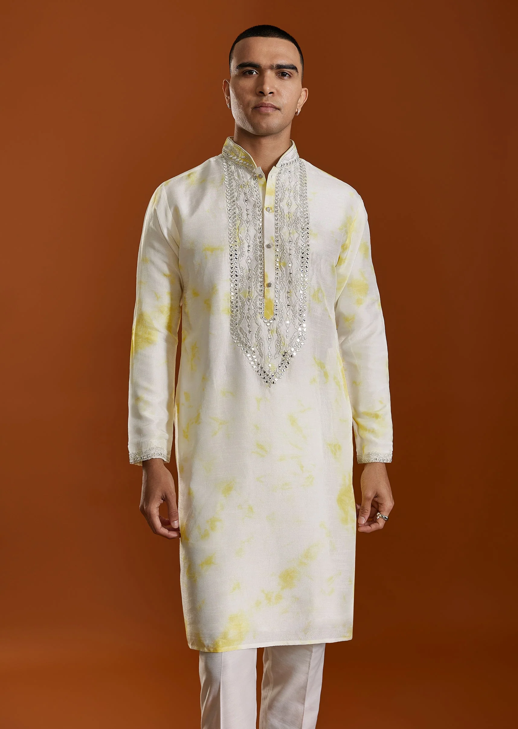 Yellow Embroidered Viscose Kurta Set With Dupatta - Image 5