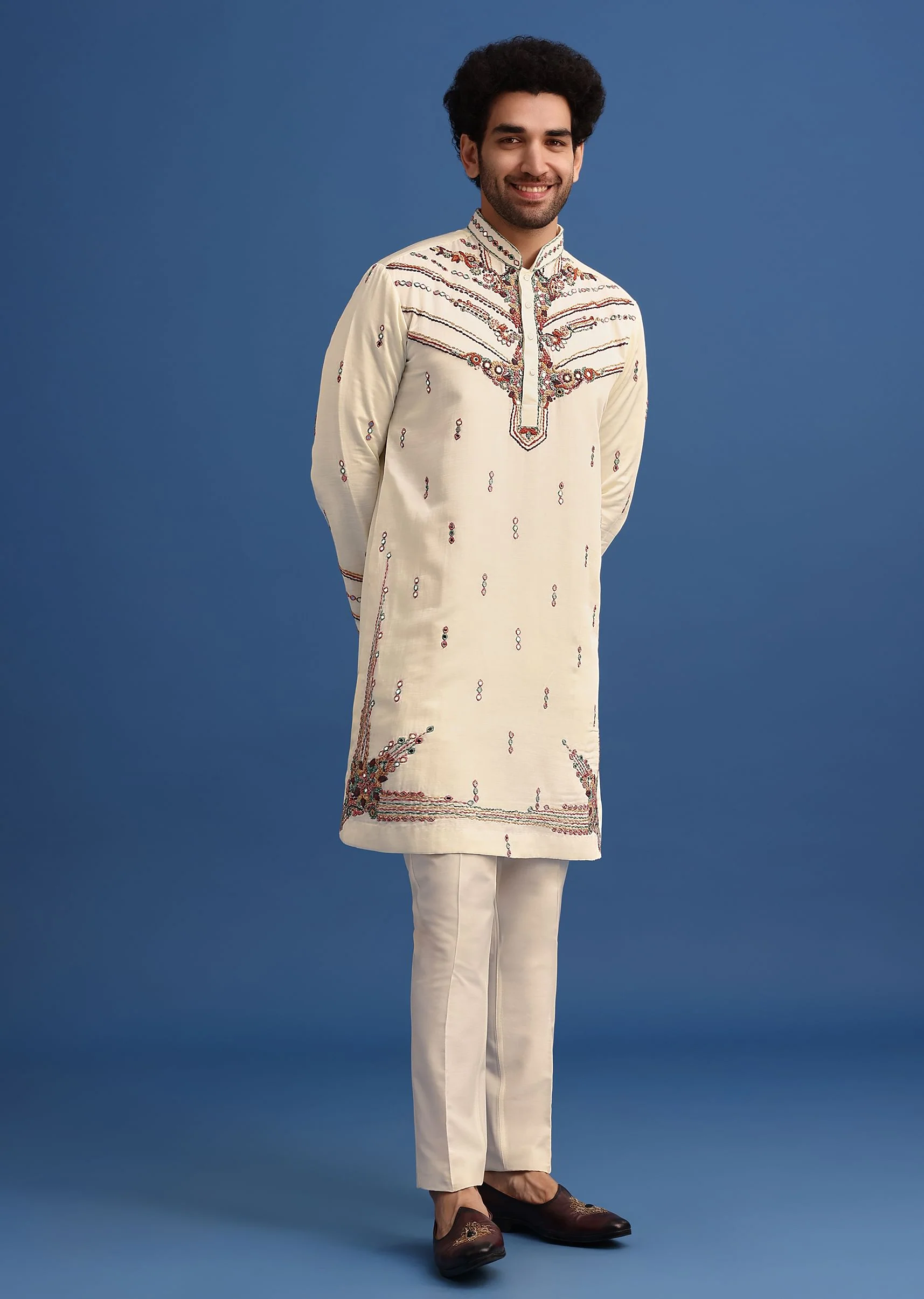 Yellow Hand Worked Kurta Set With Printed Dupatta - Image 3