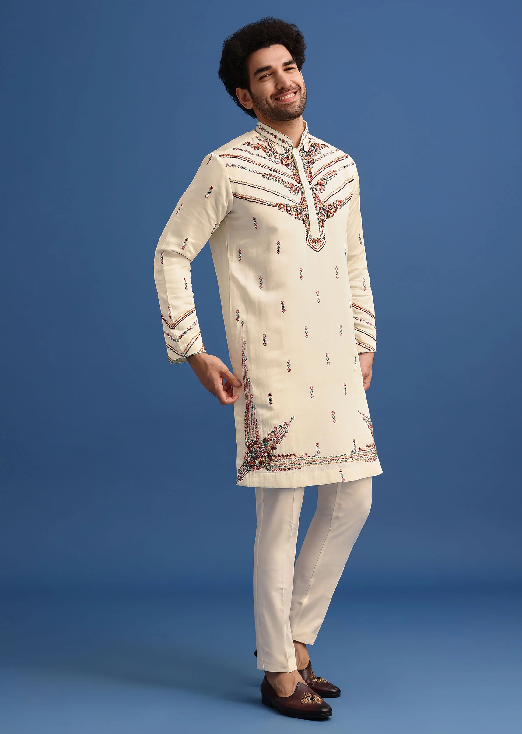 Yellow Hand Worked Kurta Set With Printed Dupatta - Image 6