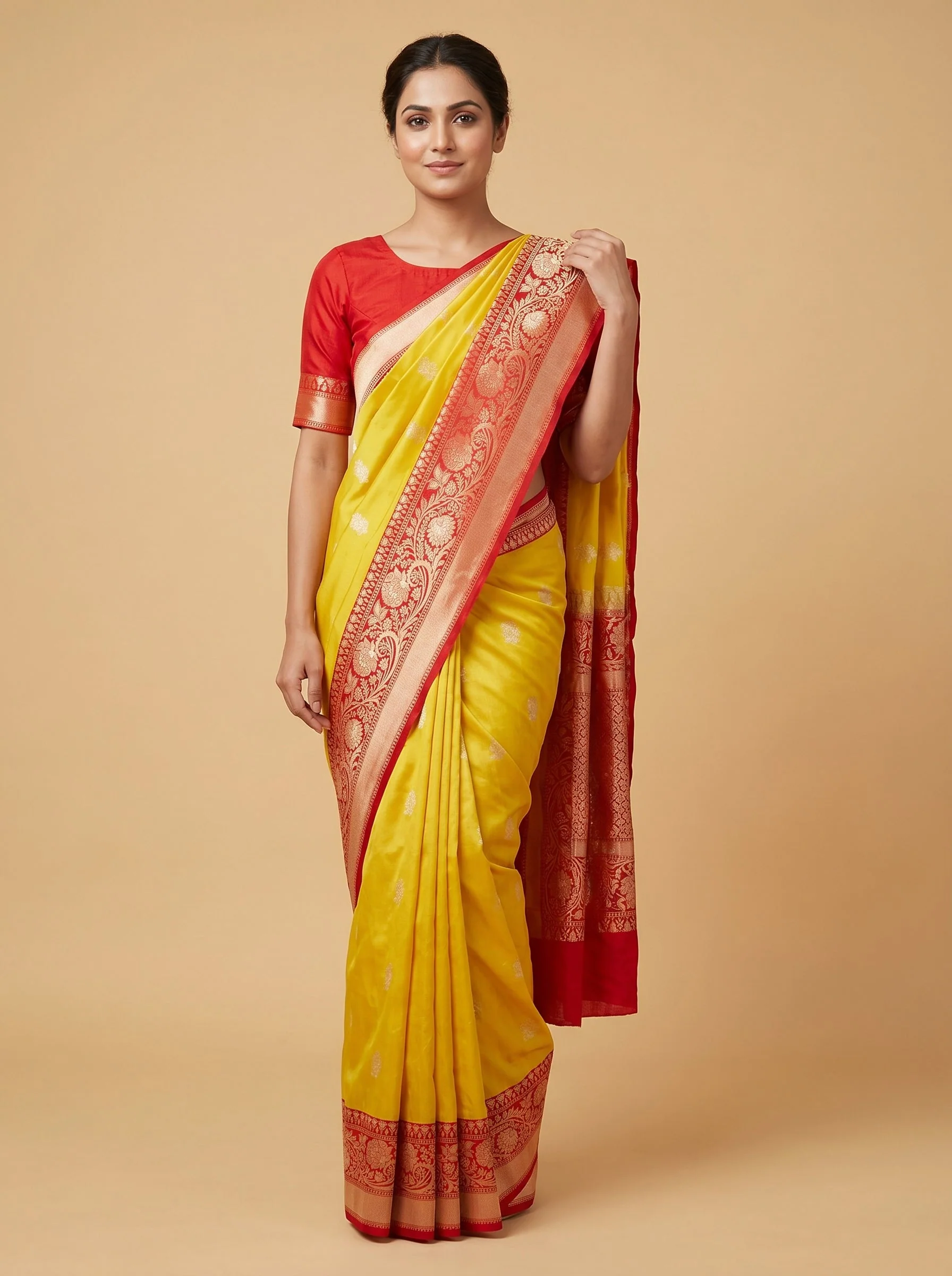 Yellow Handloom Saree with Bright Weave