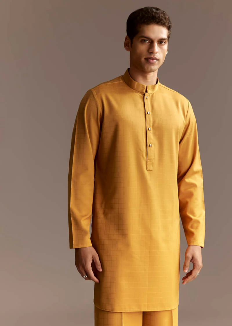 Yellow Kurta Jacket Set With Palazzo Pants - Image 6