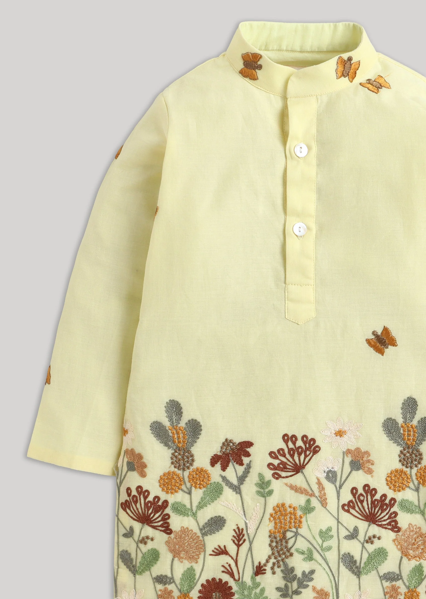 Yellow Kurta Set With Embroidery And Multicolour Accents - Image 5