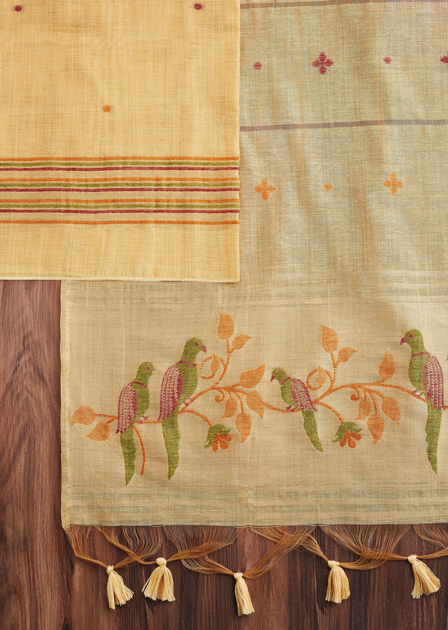 Yellow Linen Embroidered Unstitched Suit - Image 3