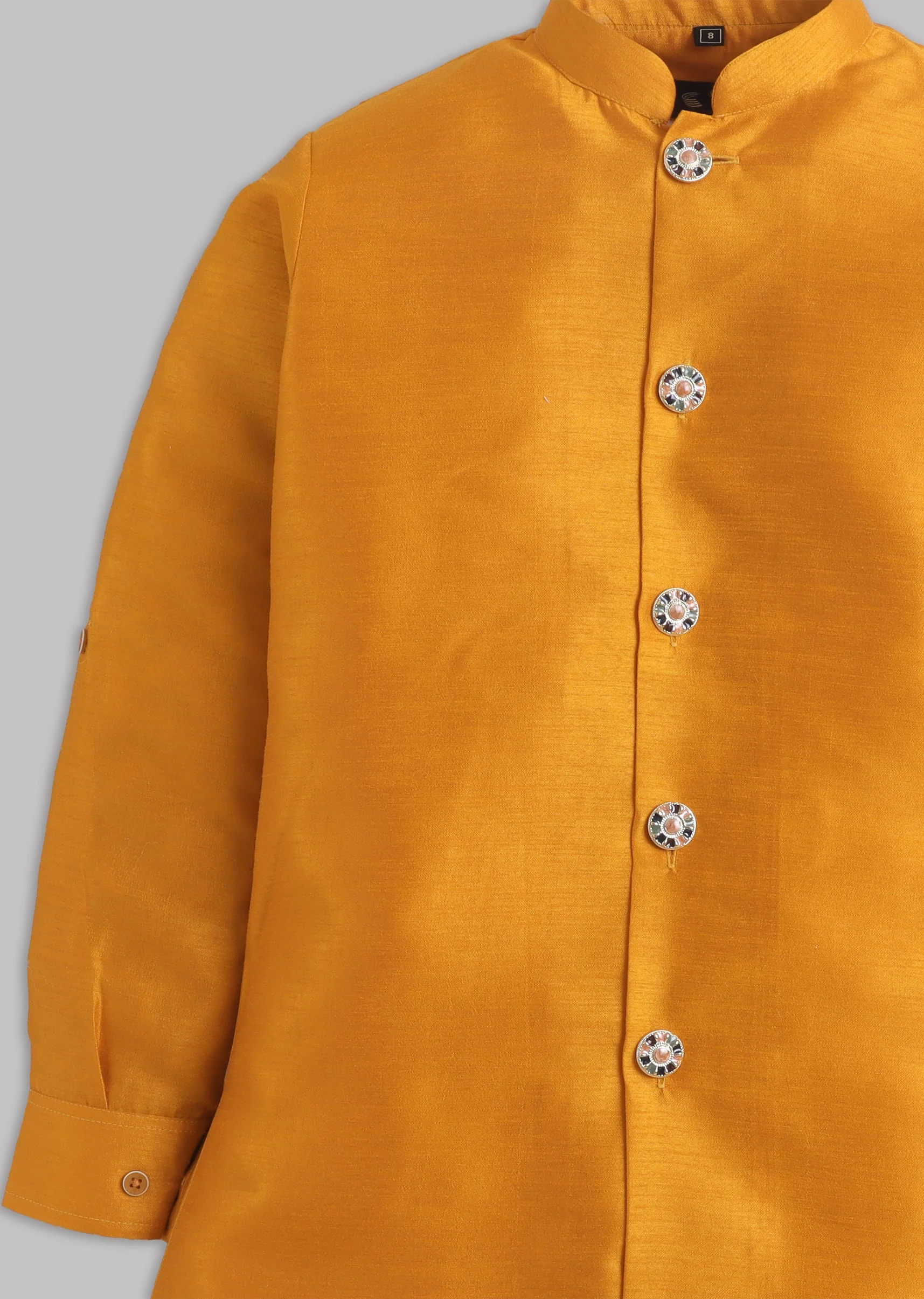 Yellow Multi Abstract Nehru Jacket Set - Image 5