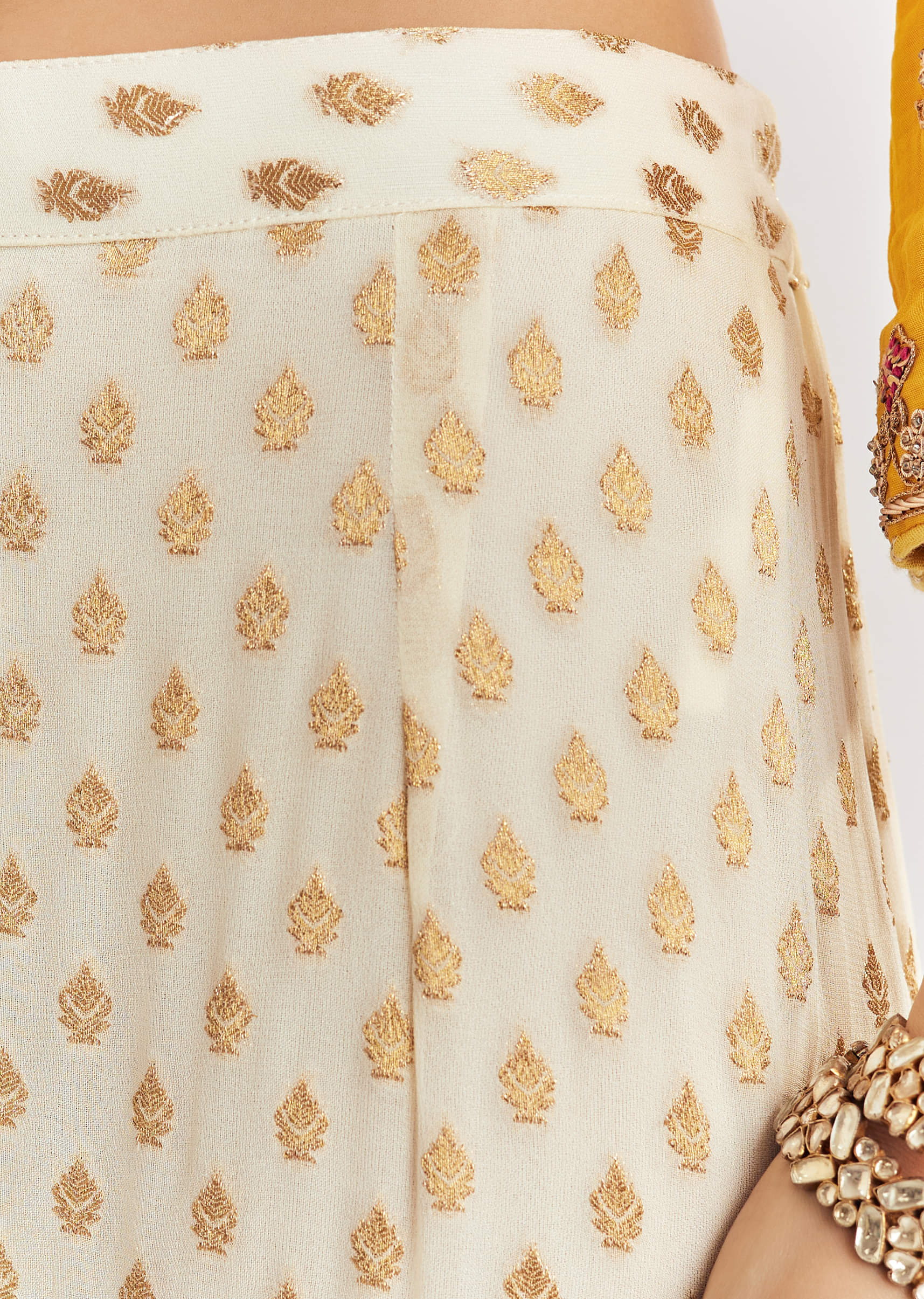 Yellow Ombre Kurta Palazzo Suit With Zardosi And Sequins Work - Image 6