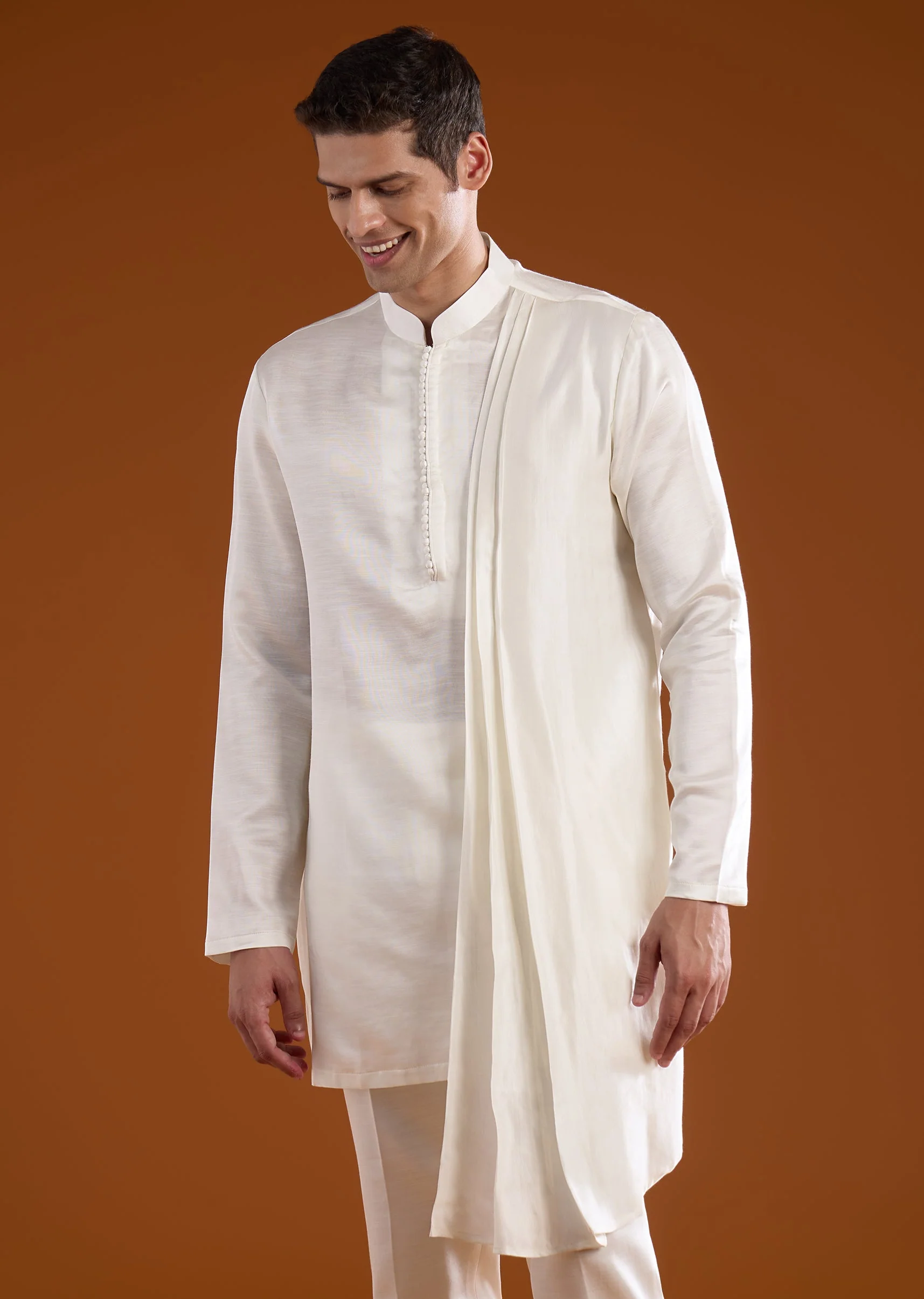Yellow Ombre Mirror Embroidered Indowestern Kurta Set - Image 6