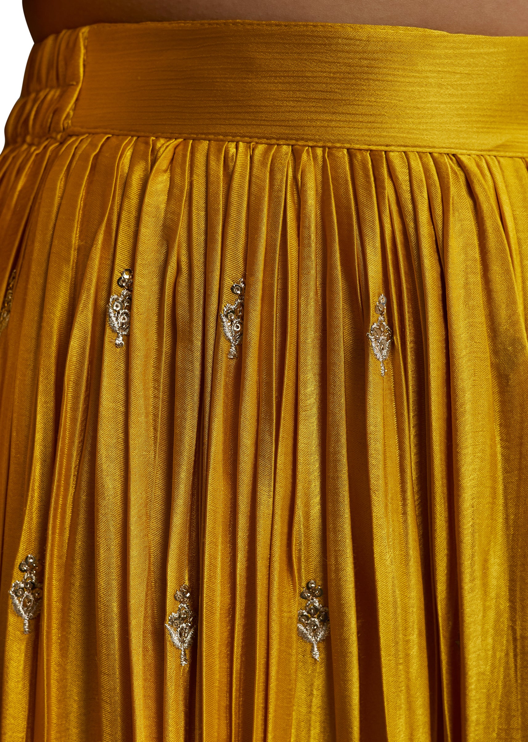 Yellow Zari Palazzo Suit Set With Dupatta - Image 6